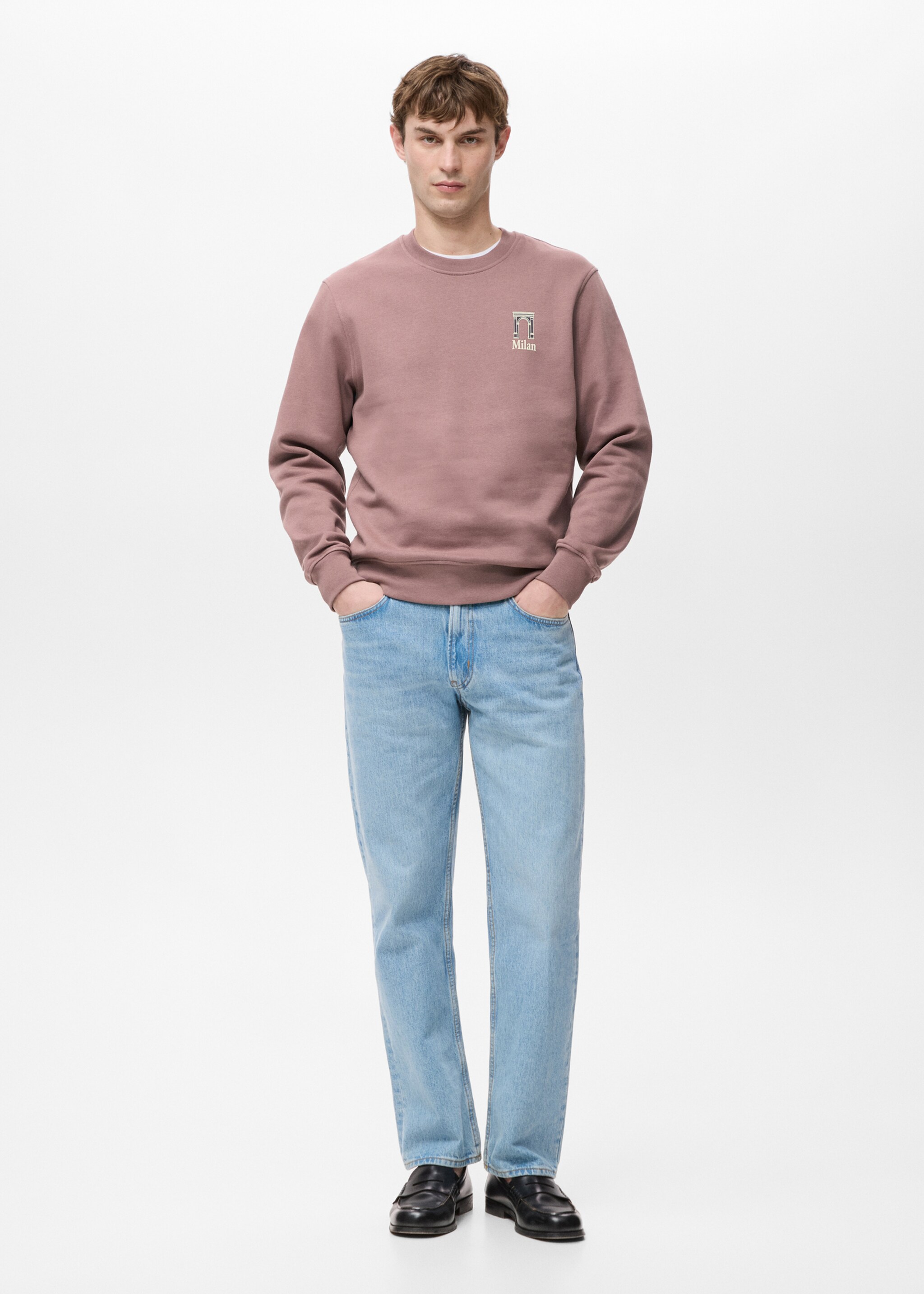 Printed cotton sweatshirt - General plane, Pale Pink. Ref: 27051325-00.