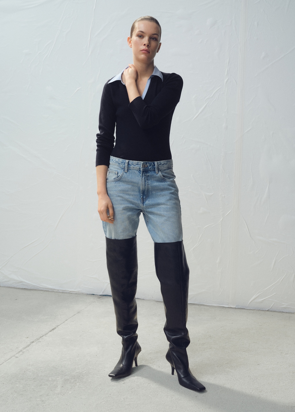 Mango Combined shirt-collar sweater