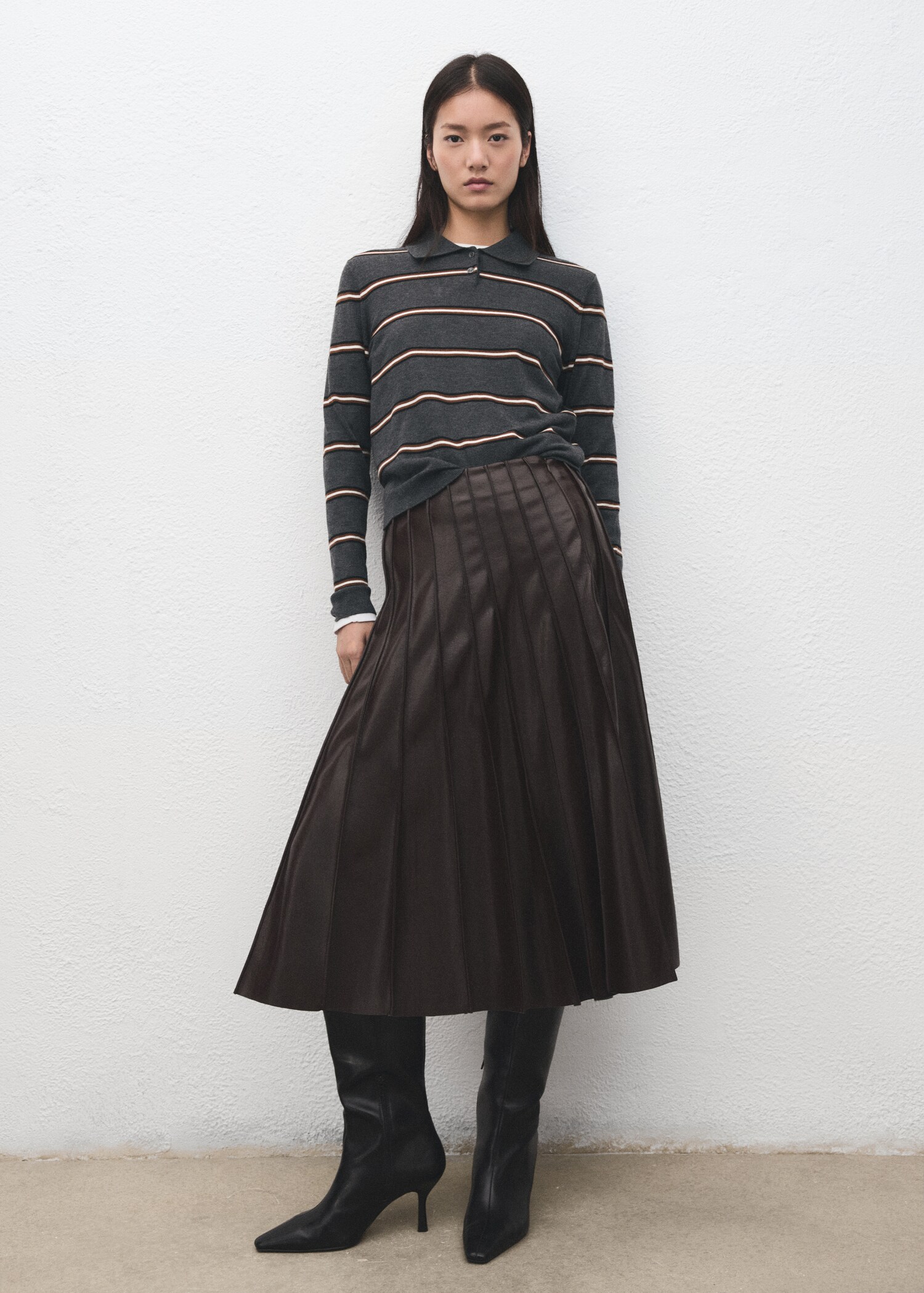 Striped polo-neck sweater - General plane