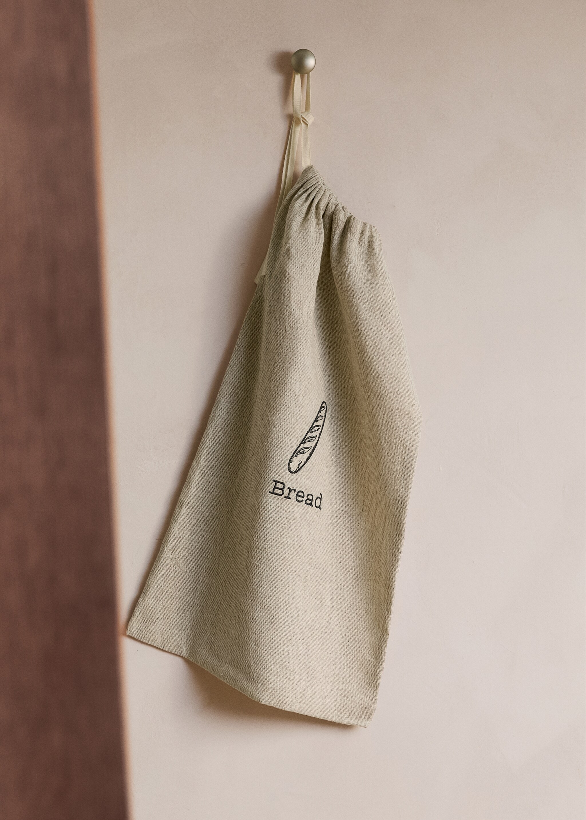 Medium linen-cotton-blend breadbasket - General plane, Light/Pastel Brown. Ref: 27051340-00.