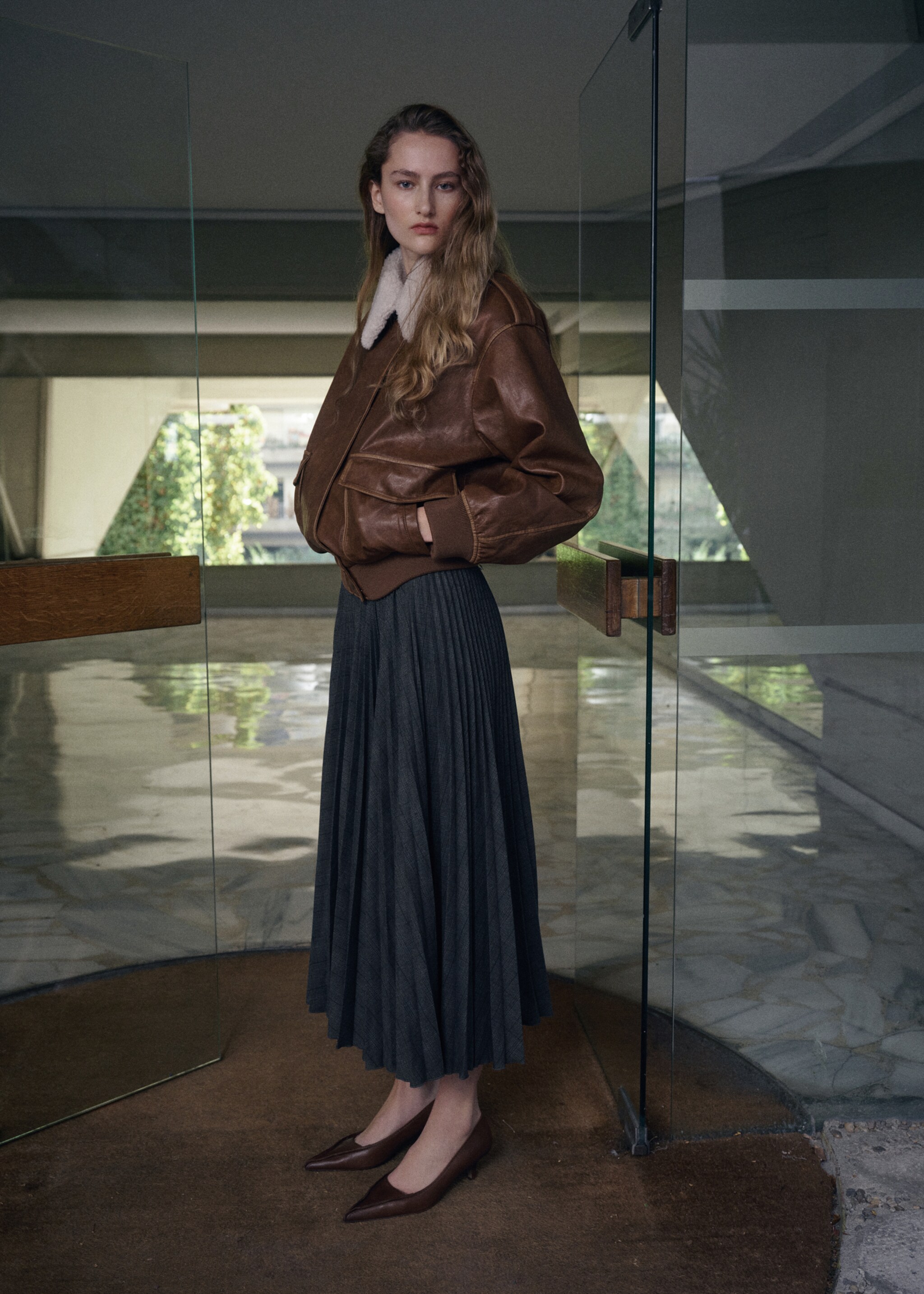 Checked pleated skirt - General plane, Grey. Ref: 27051344-00.