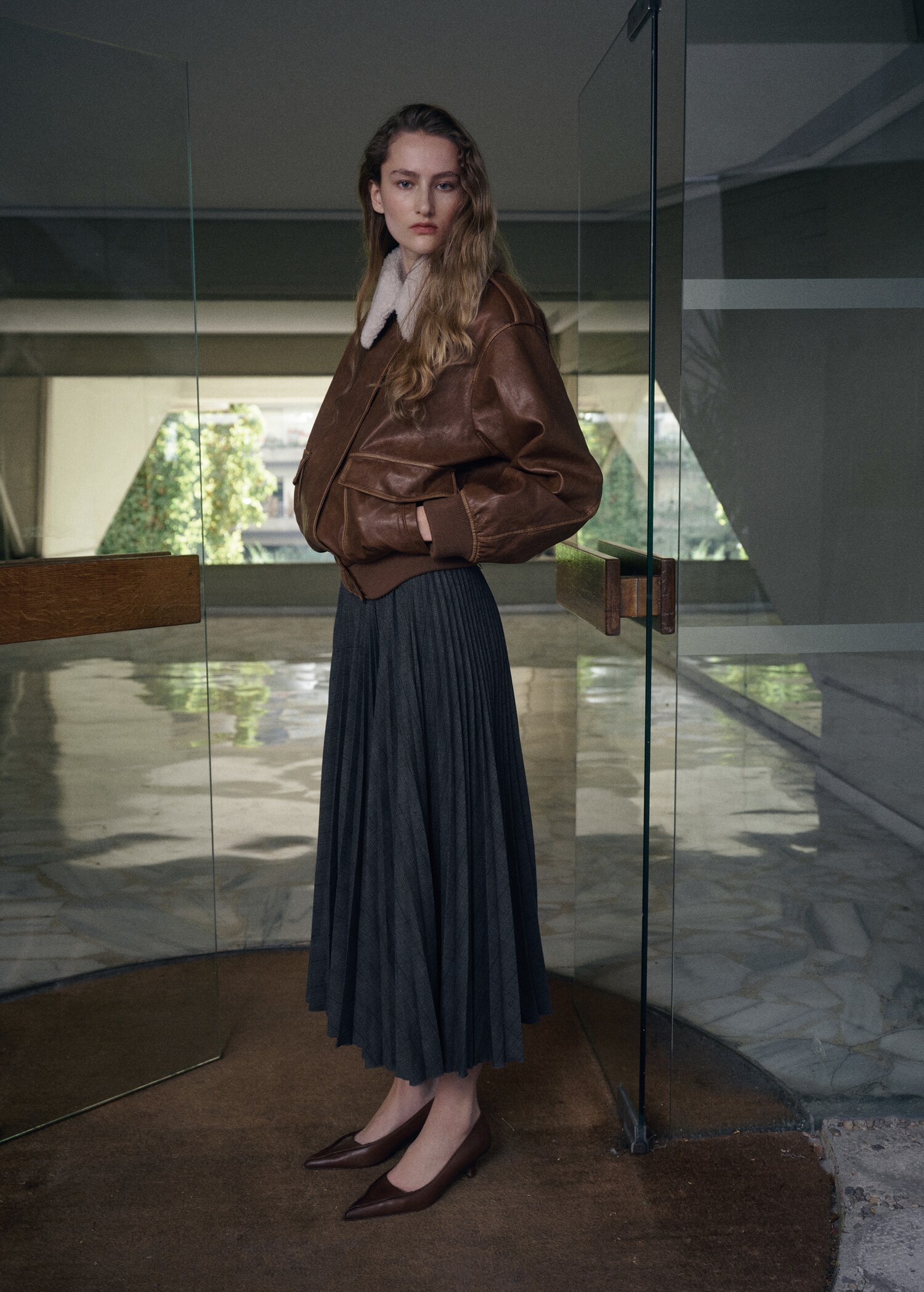 Checked pleated skirt - General plane