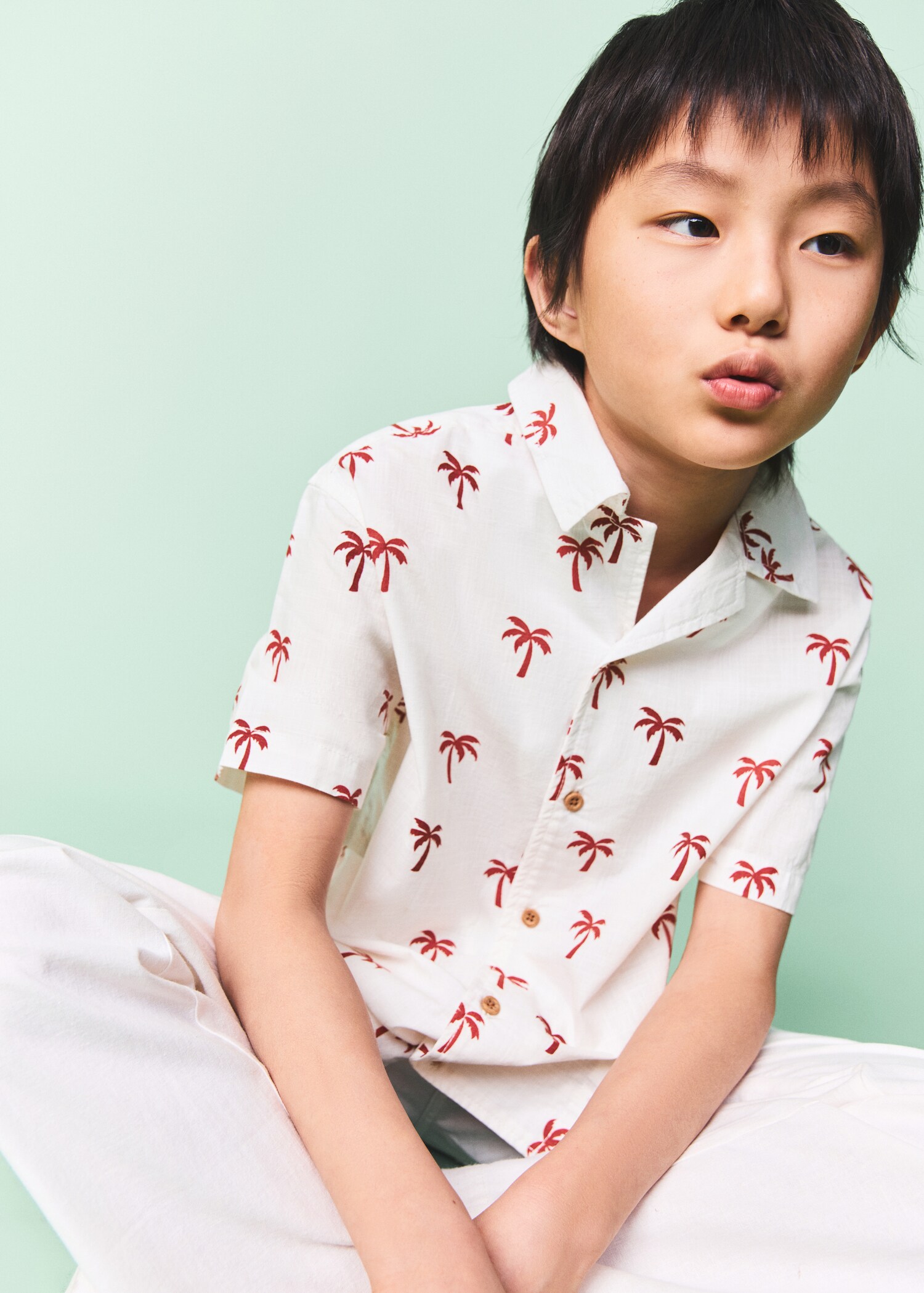Palm trees design cotton shirt - General plane