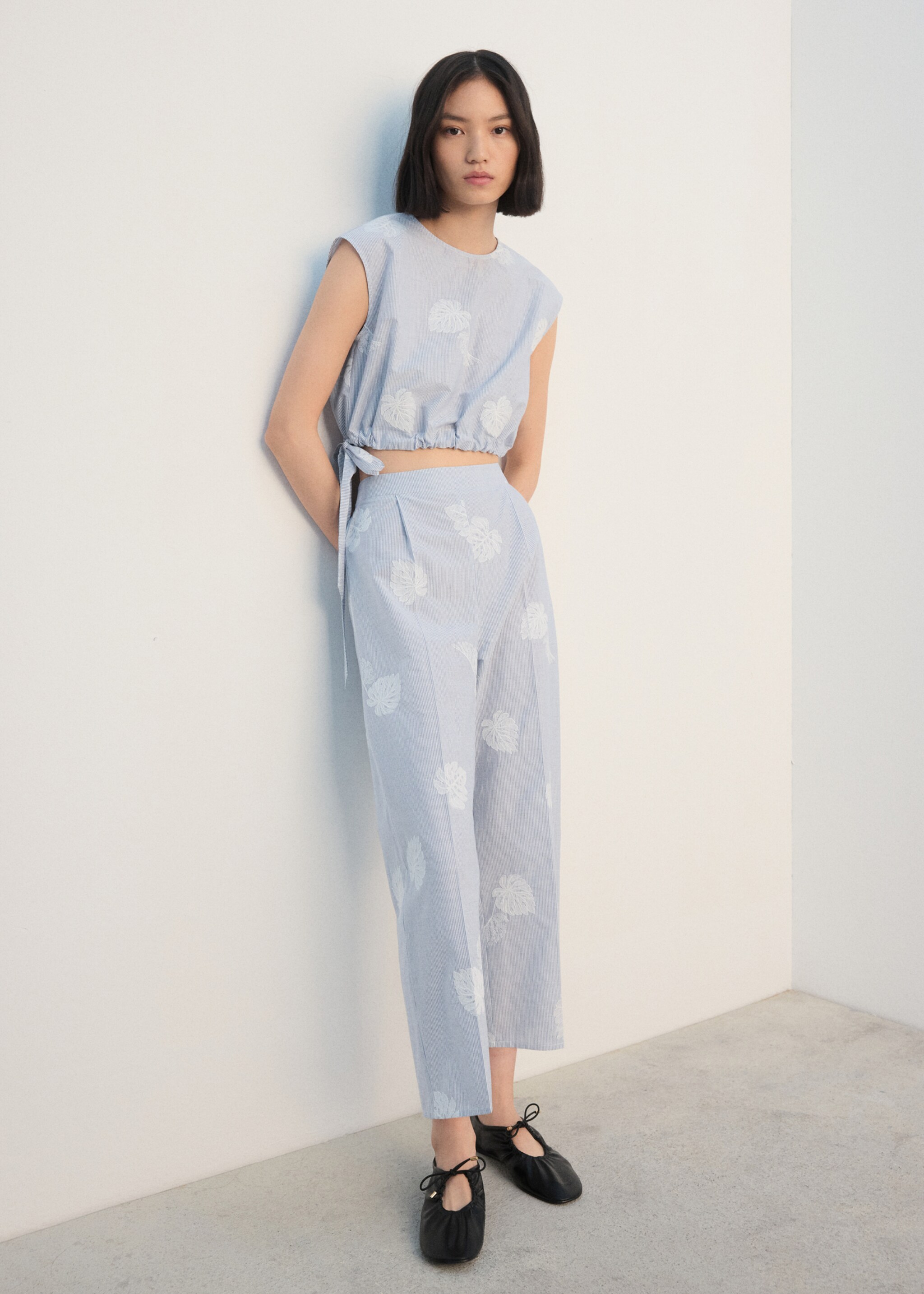 Embroidered striped top - General plane, Blue. Ref: 27052546-00.