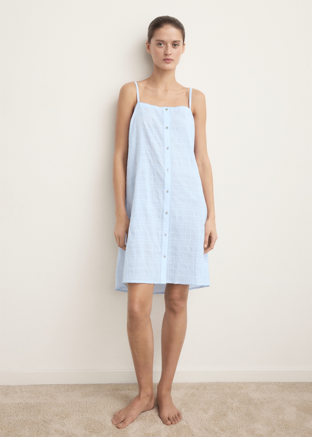 Cotton spaghetti-strap nightgown - image 2