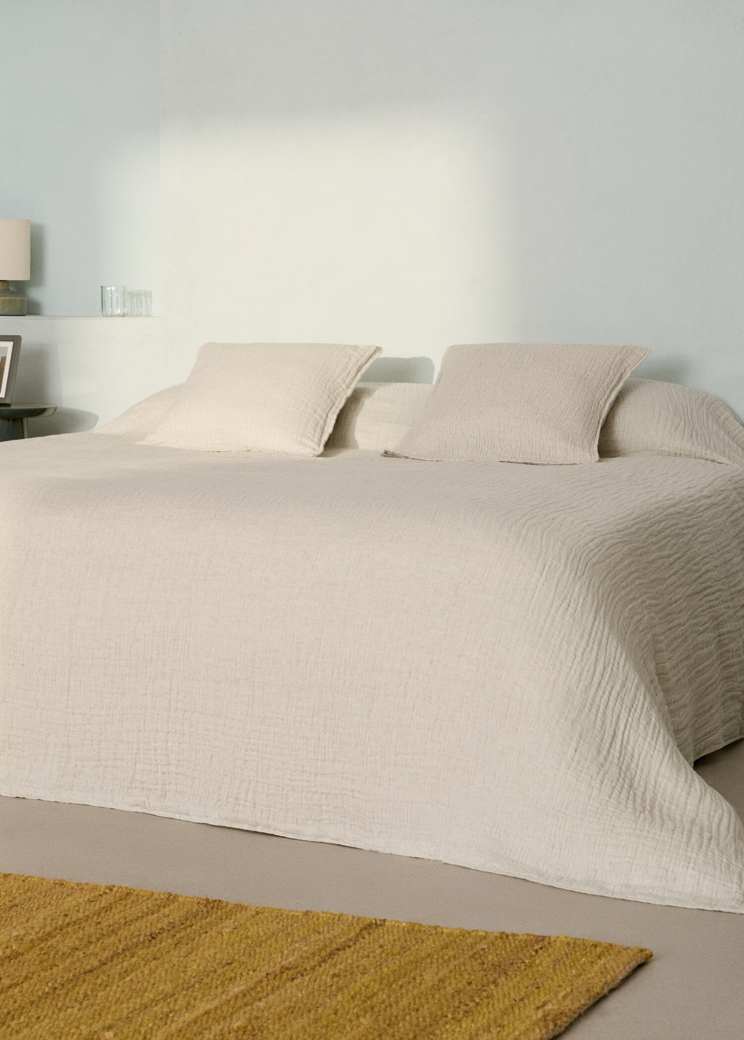 Linen cotton melange bedspread for Bed 180/200 cm - General plane