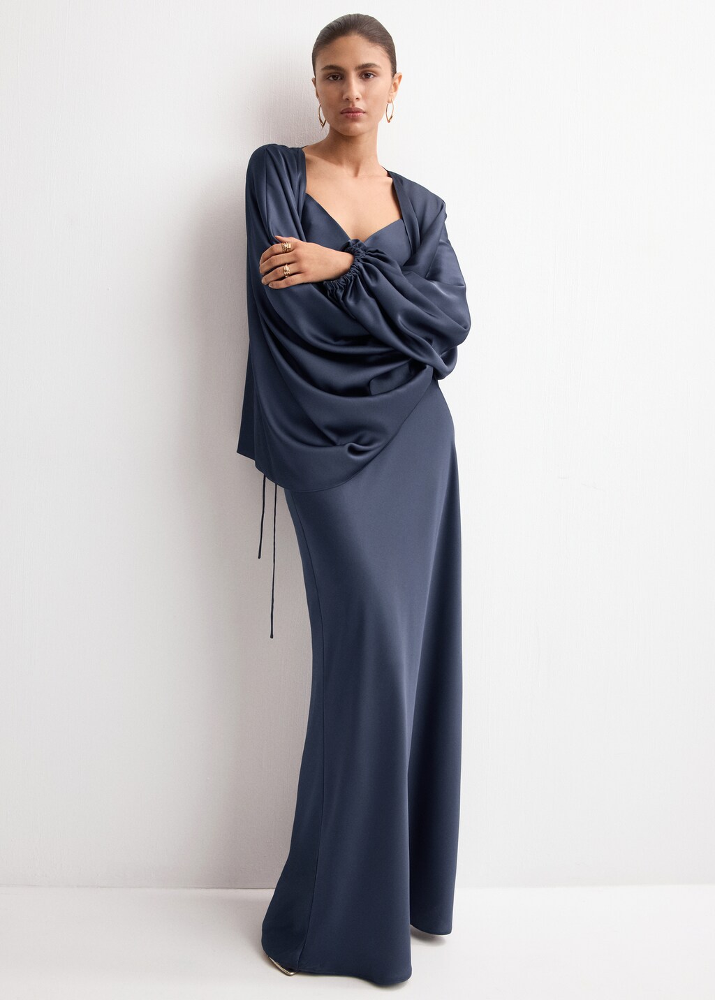 Satin long skirt