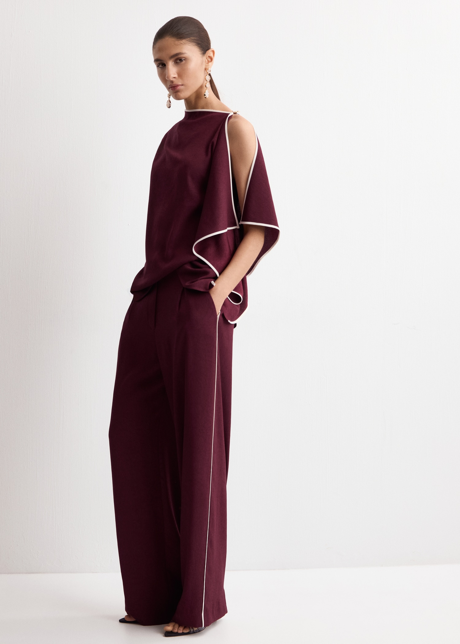 Contrast stripe straight trousers - General plane