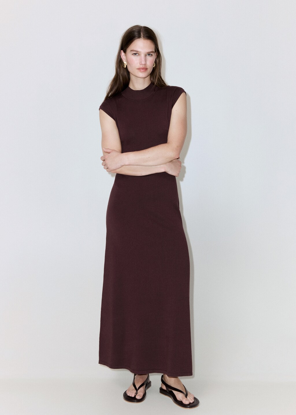 Mango Perkins-neck knitted dress