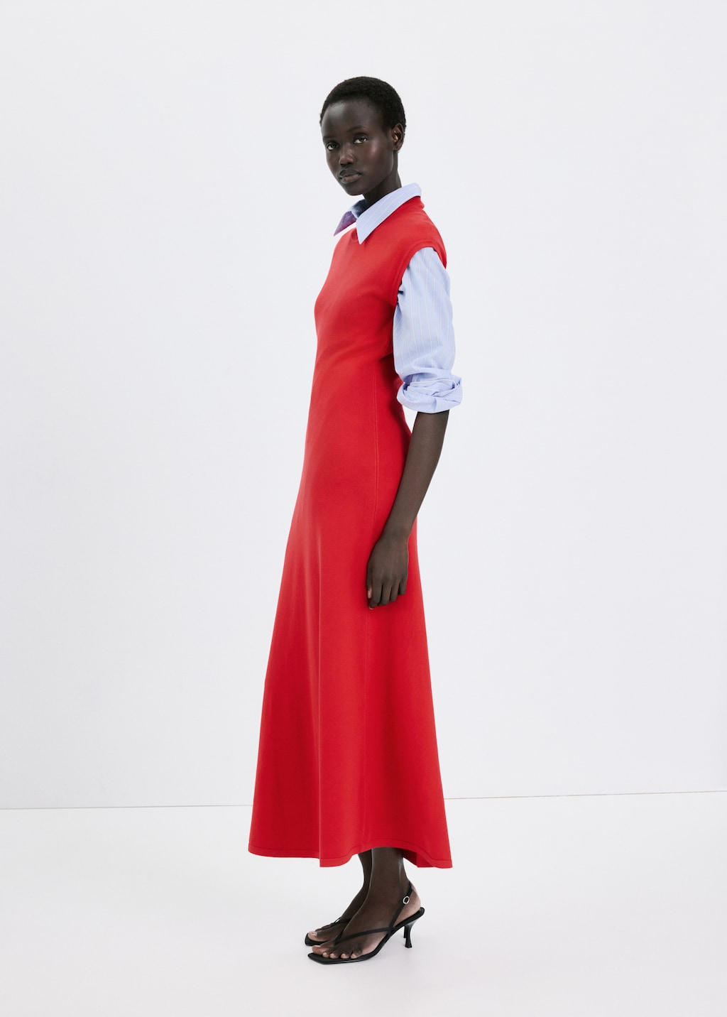 Perkins-neck knitted dress