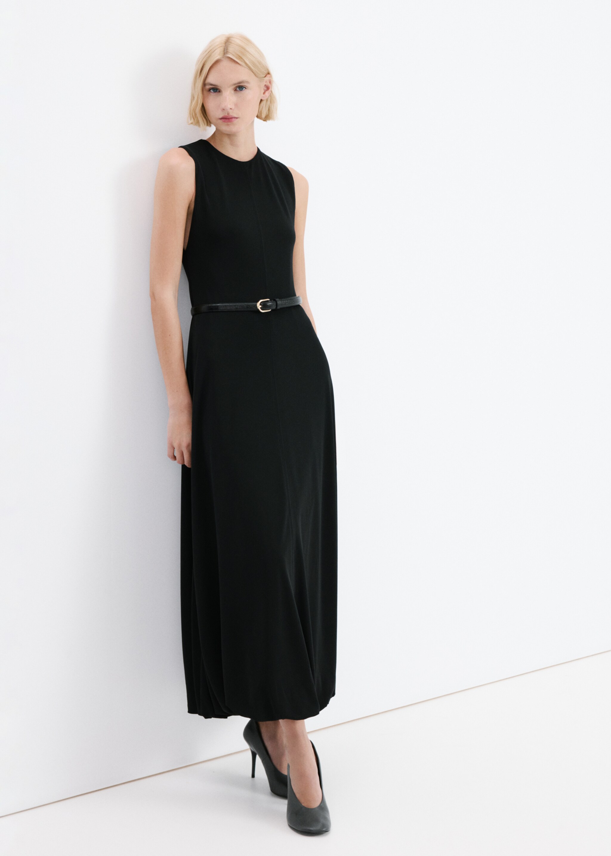 Flared cotton dress - General plane, Black. Ref: 27054093-00.