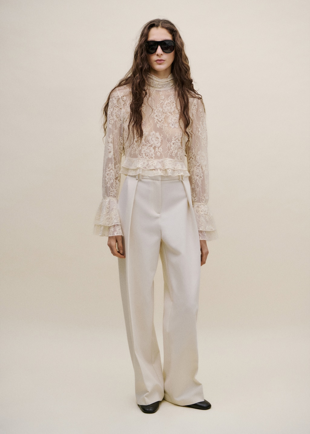 Ruffled embroidered blouse