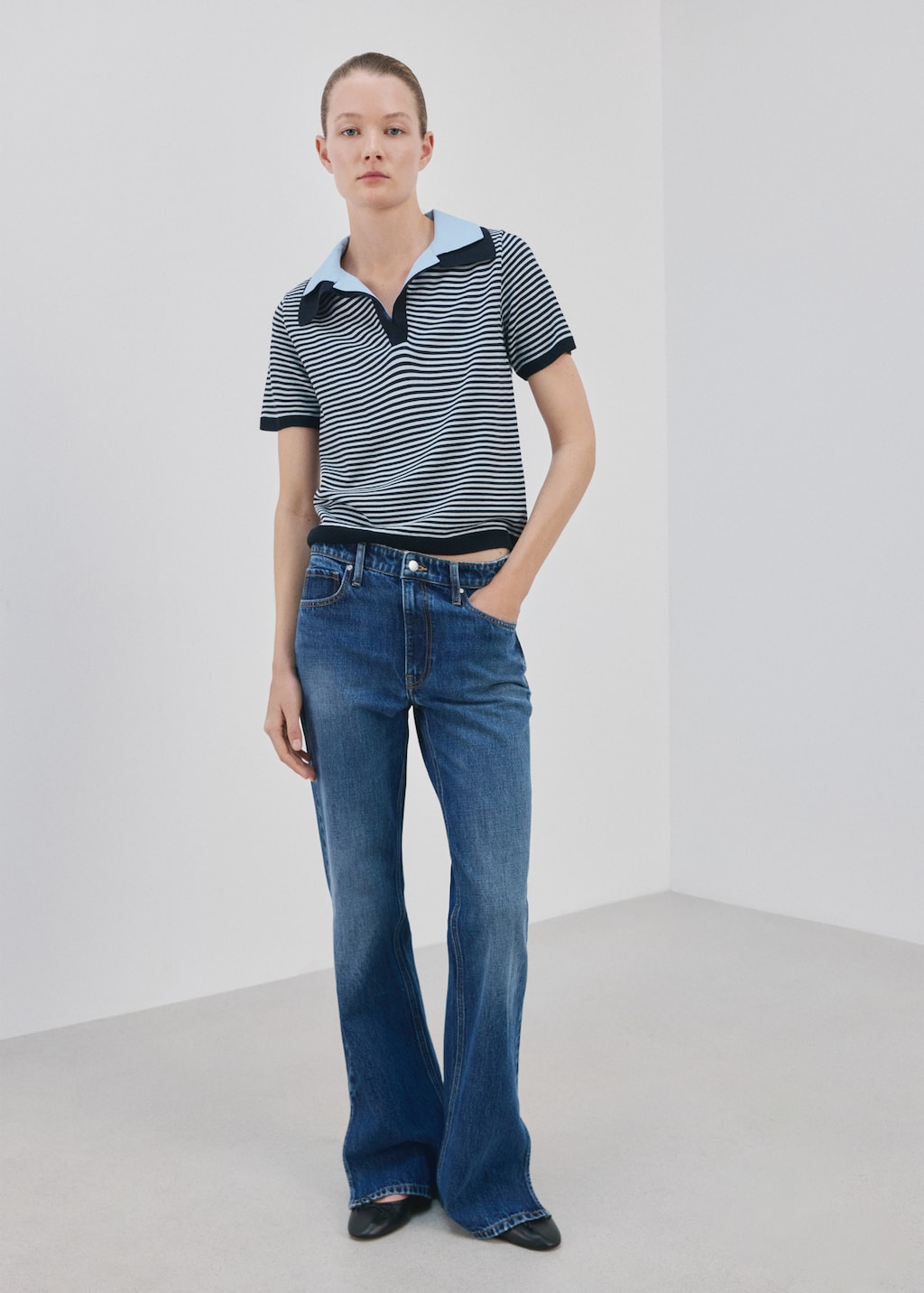 Knit sweater with combined collar - image 2