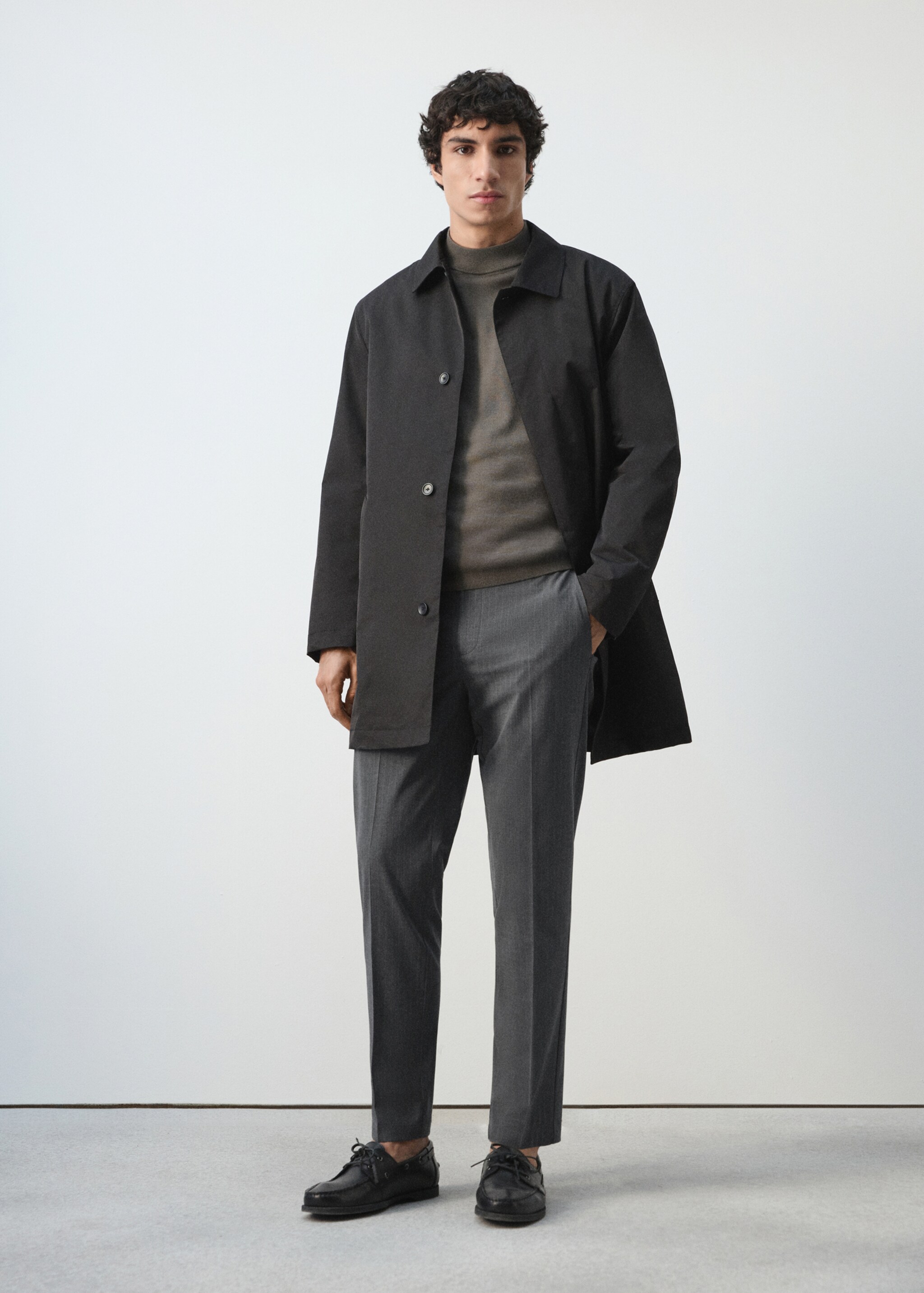 Slim-fit chalk-stripe trousers - General plane, Grey. Ref: 27054410-00.