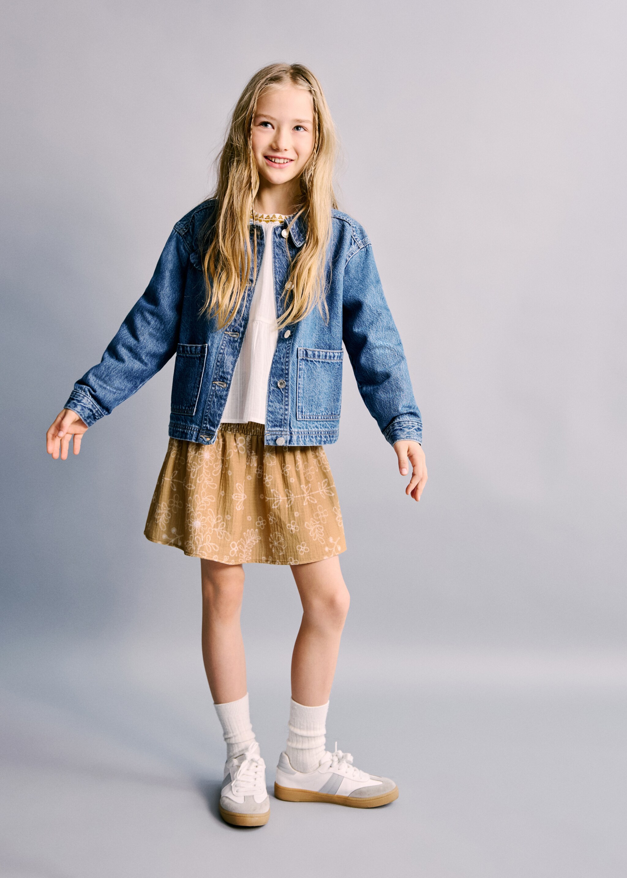 Jupe courte imprimée - Plan général, Moutarde. Ref: 27054419-00.