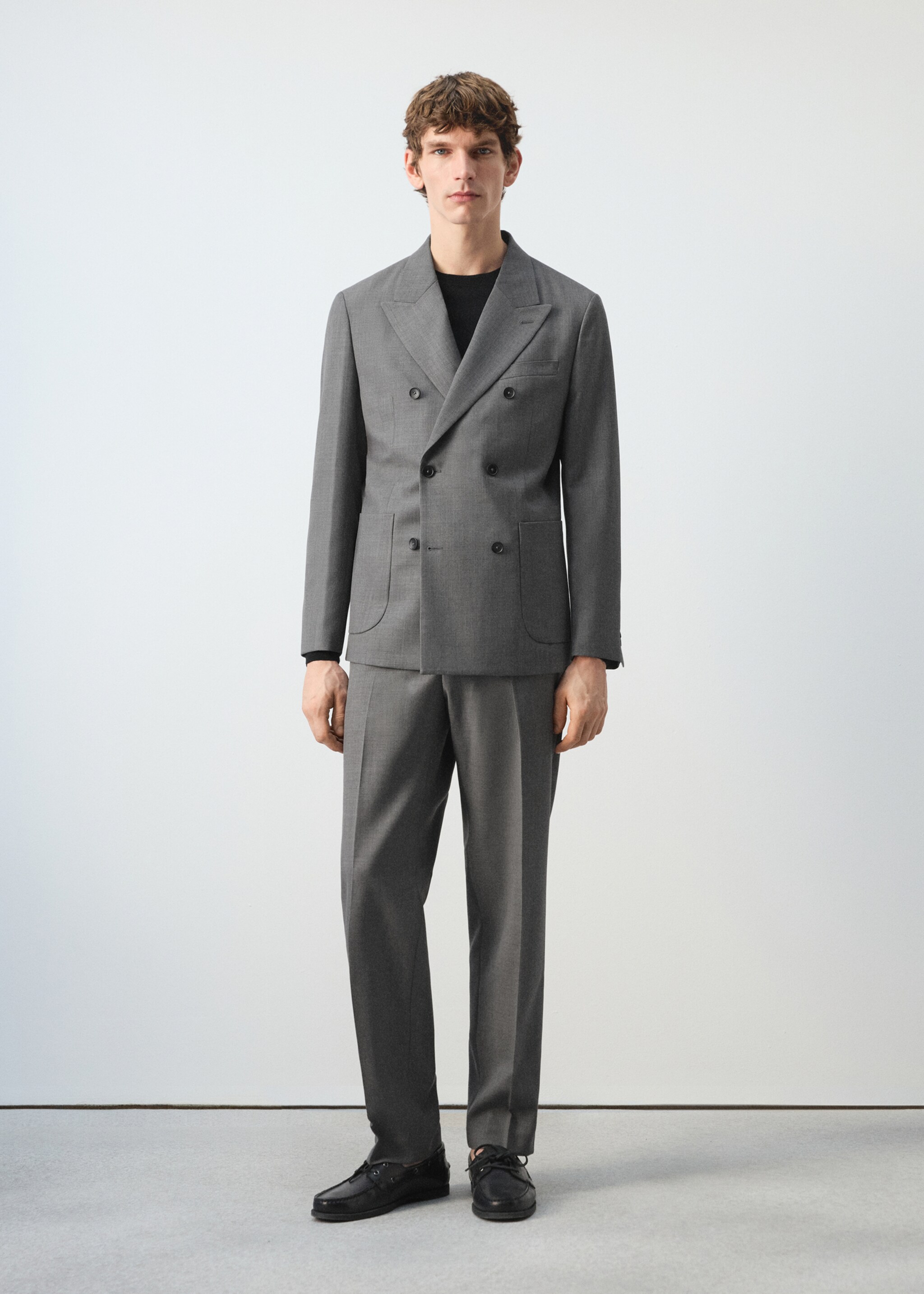 Ricardo regular fit double-breasted suit jacket - General plane, Grey. Ref: 27054421-00.