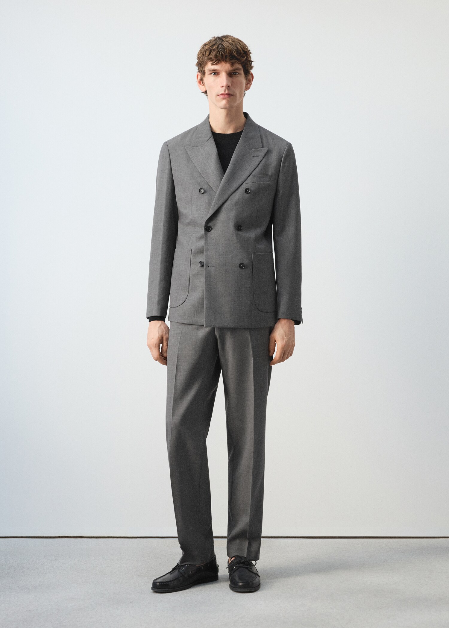 Ricardo regular fit double-breasted suit jacket - General plane