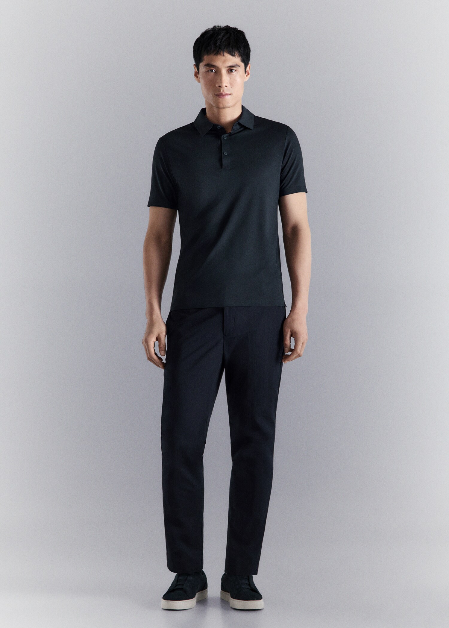 Polo comfort extensible à boutons - Plan général