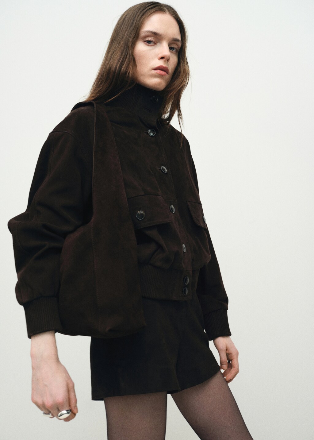 Suede shopper bag