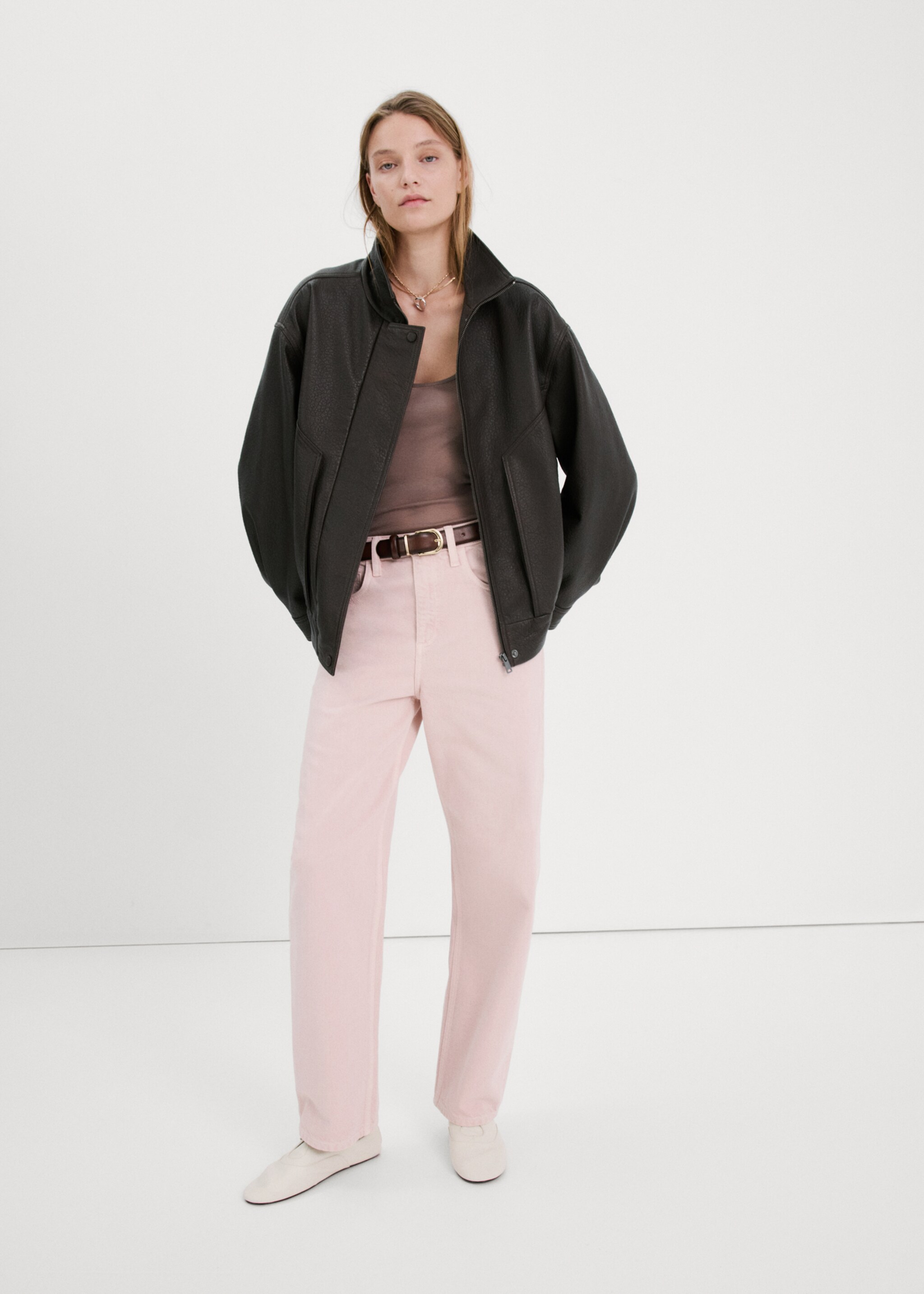 High-waisted barrel jeans - General plane, Pink. Ref: 27054771-00.