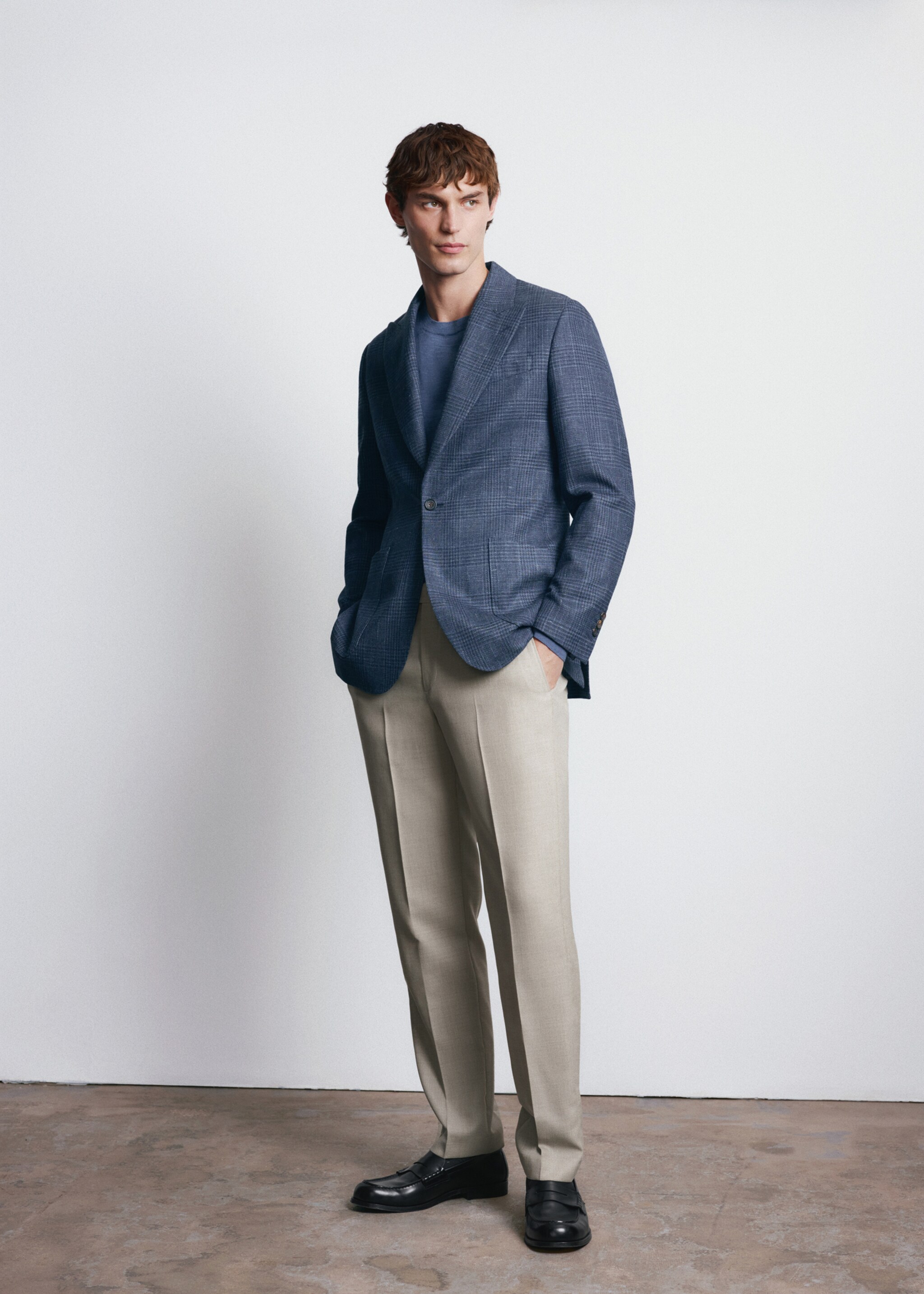 Slim-fit blazer in Lanerossi® by Marzotto fabric - General plane, Navy. Ref: 27055148-00.