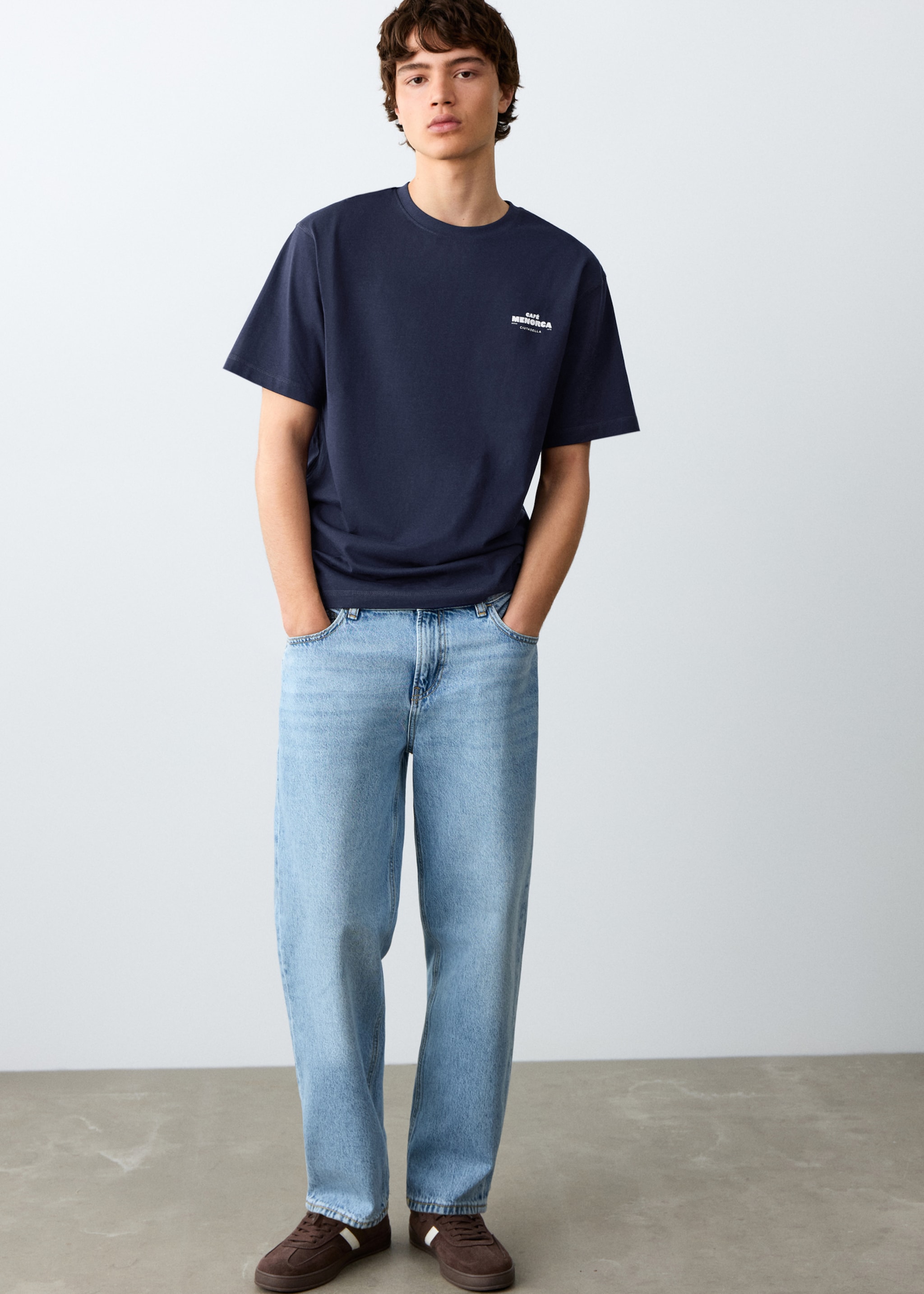 Printed cotton-blend t-shirt - General plane, Navy. Ref: 27055158-00.