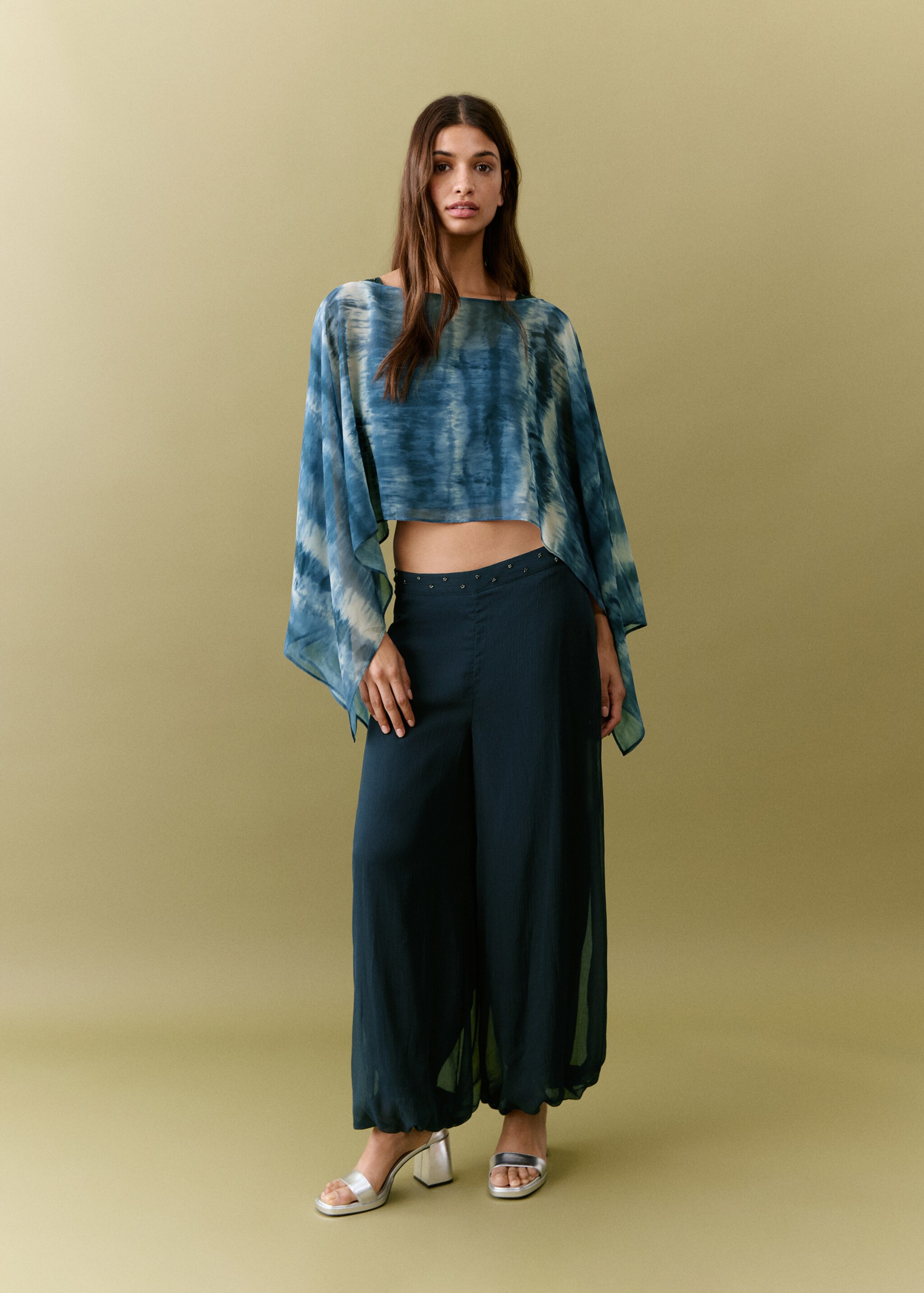 Printed cape blouse - General plane, Navy. Ref: 27055812-00.