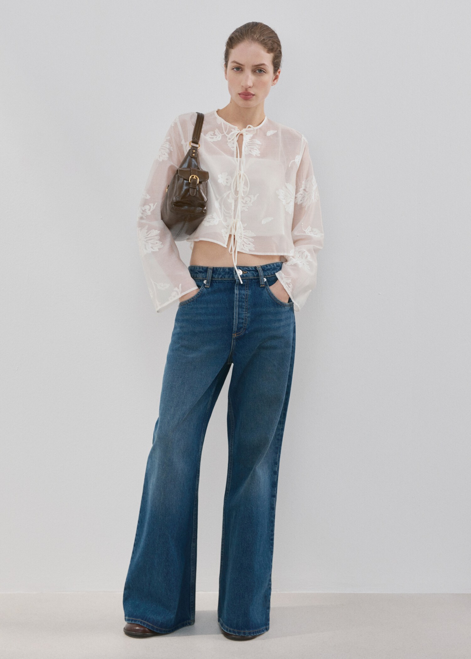 Floral embroidered lyocell blouse - General plane