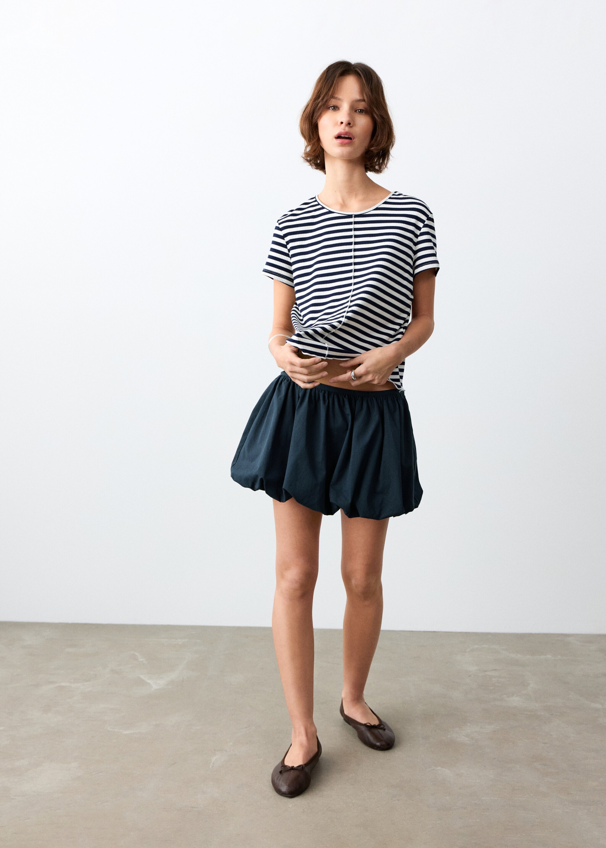 Camiseta manga corta rayas - Plano general, Azul marino. Ref: 27055836-00.