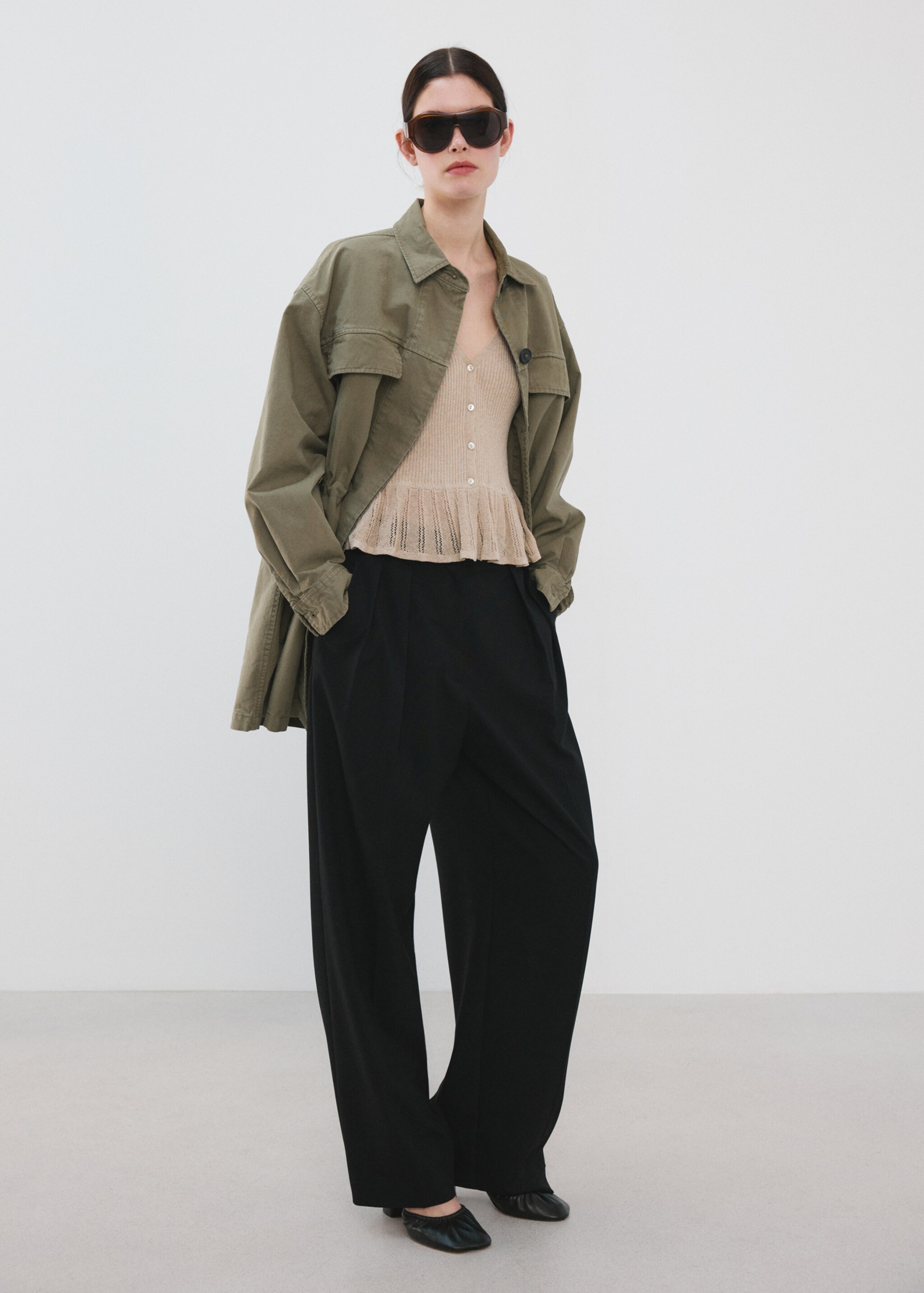 Ruffle  knit cardigan - General plane, Sand. Ref: 27055840-00.