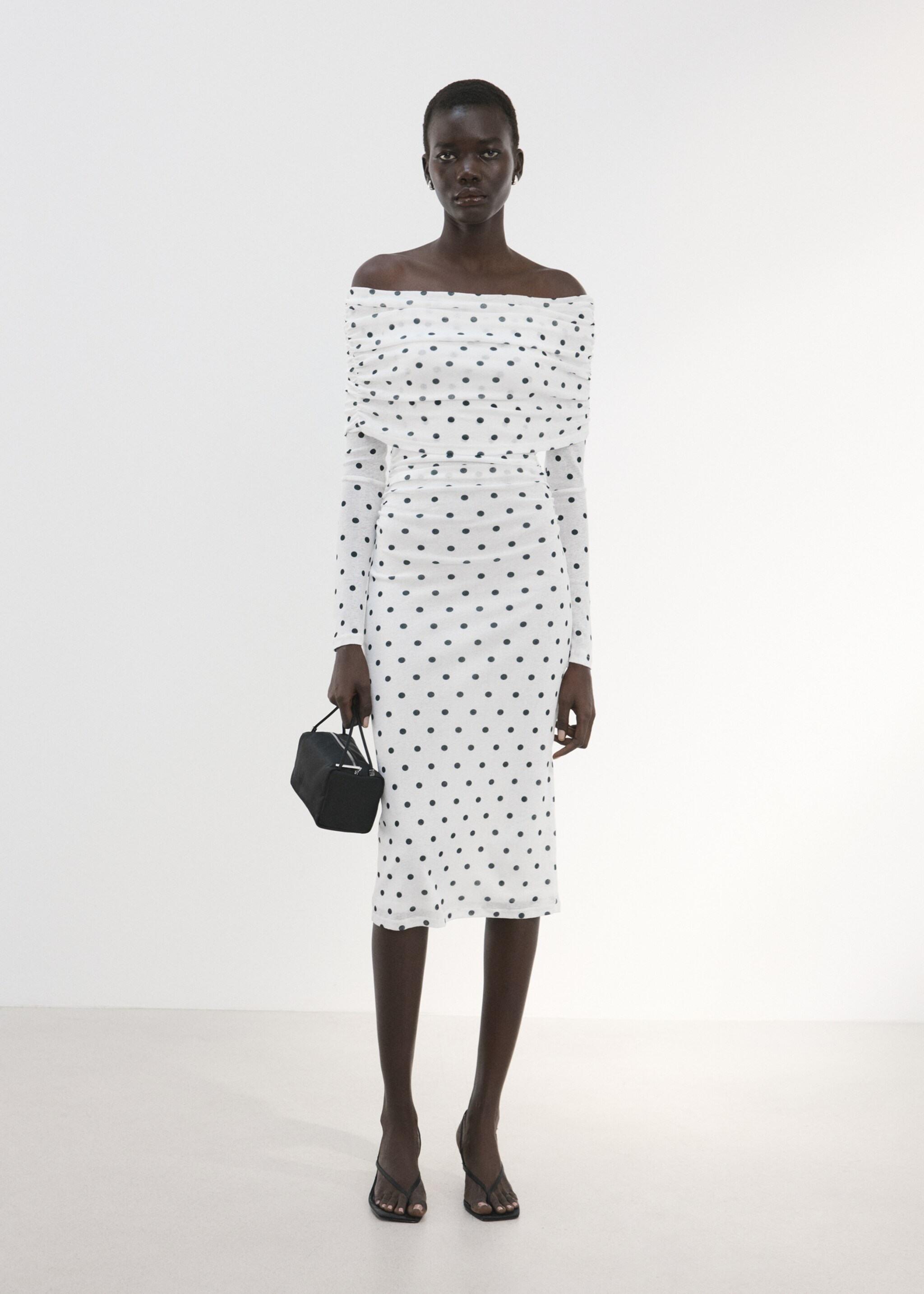 Polka dot bandeau dress - General plane, White. Ref: 27055842-00.