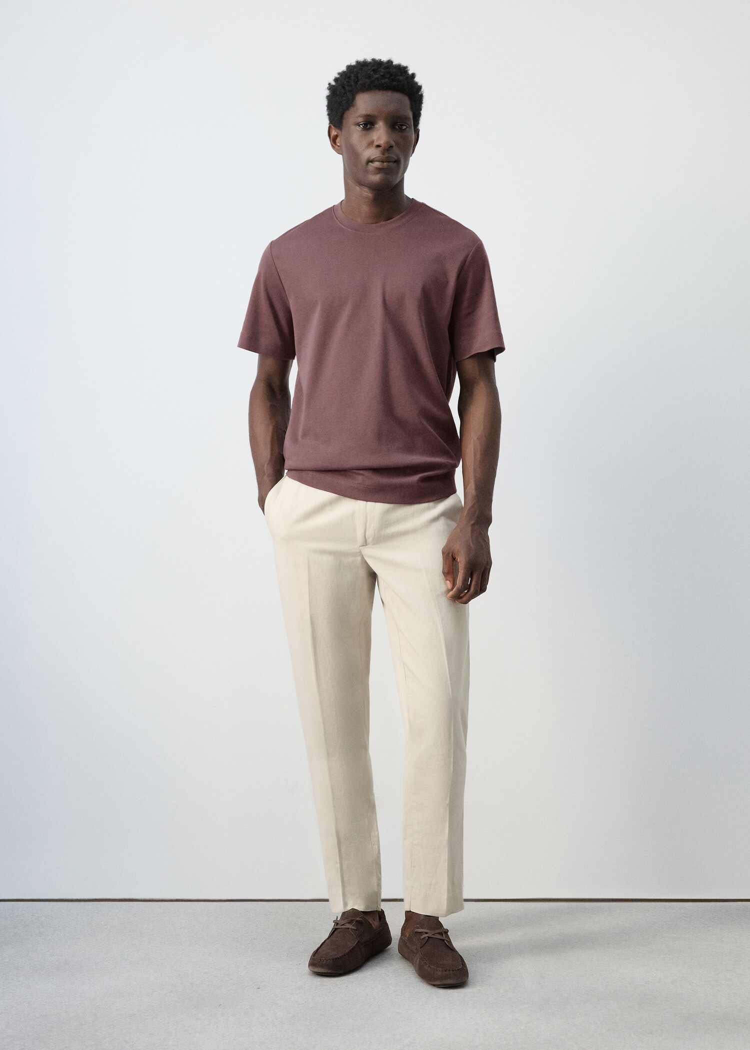 Slim-fit cotton linen trousers - General plane