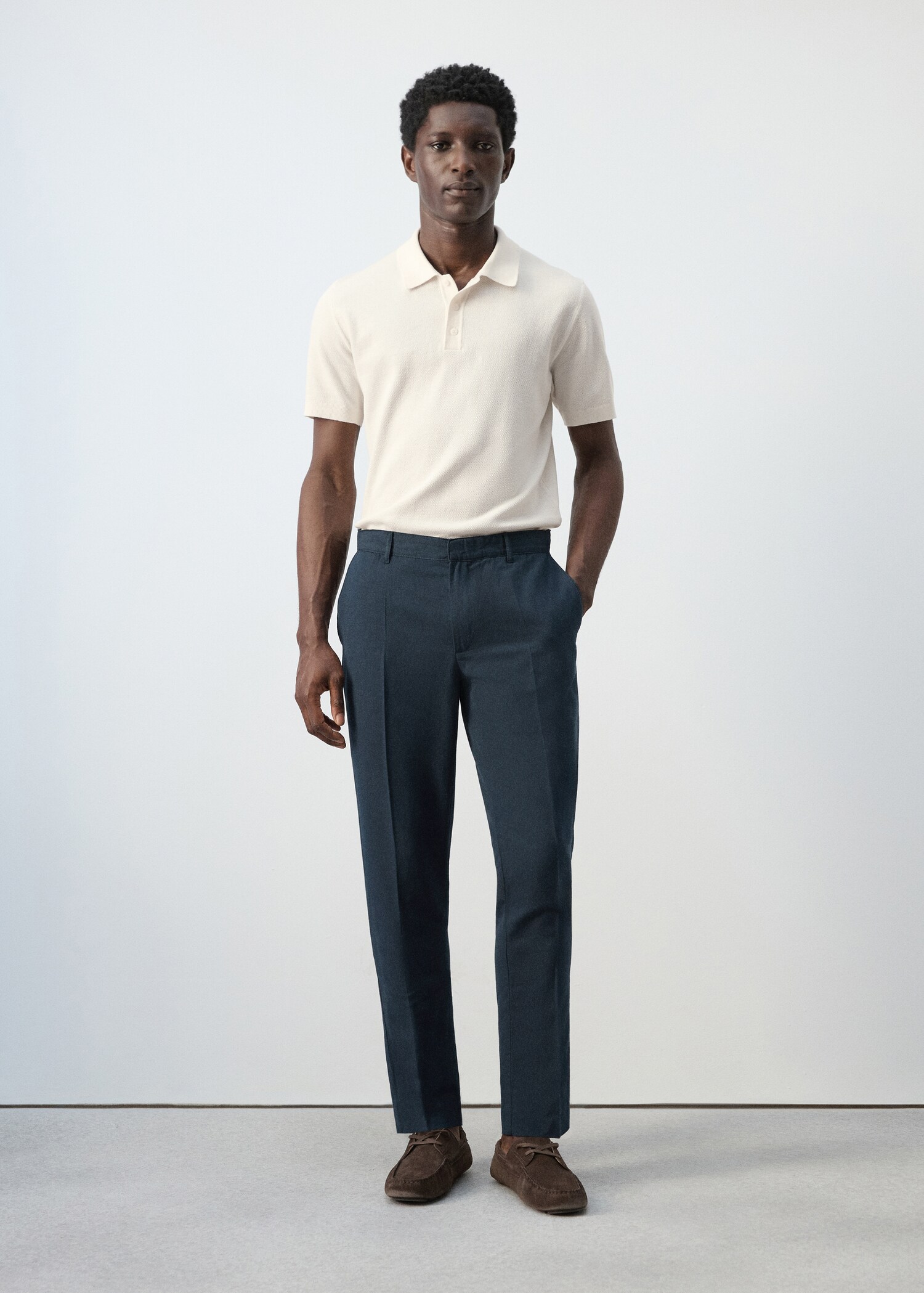 Slim-fit cotton linen trousers - General plane