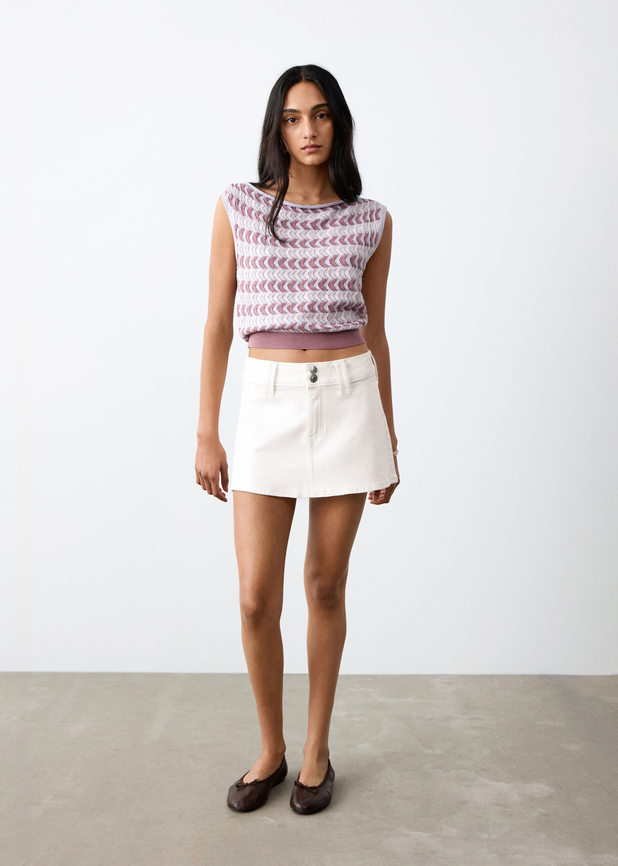 Denim short skirt - General plane, Off White. Ref: 27055937-00.