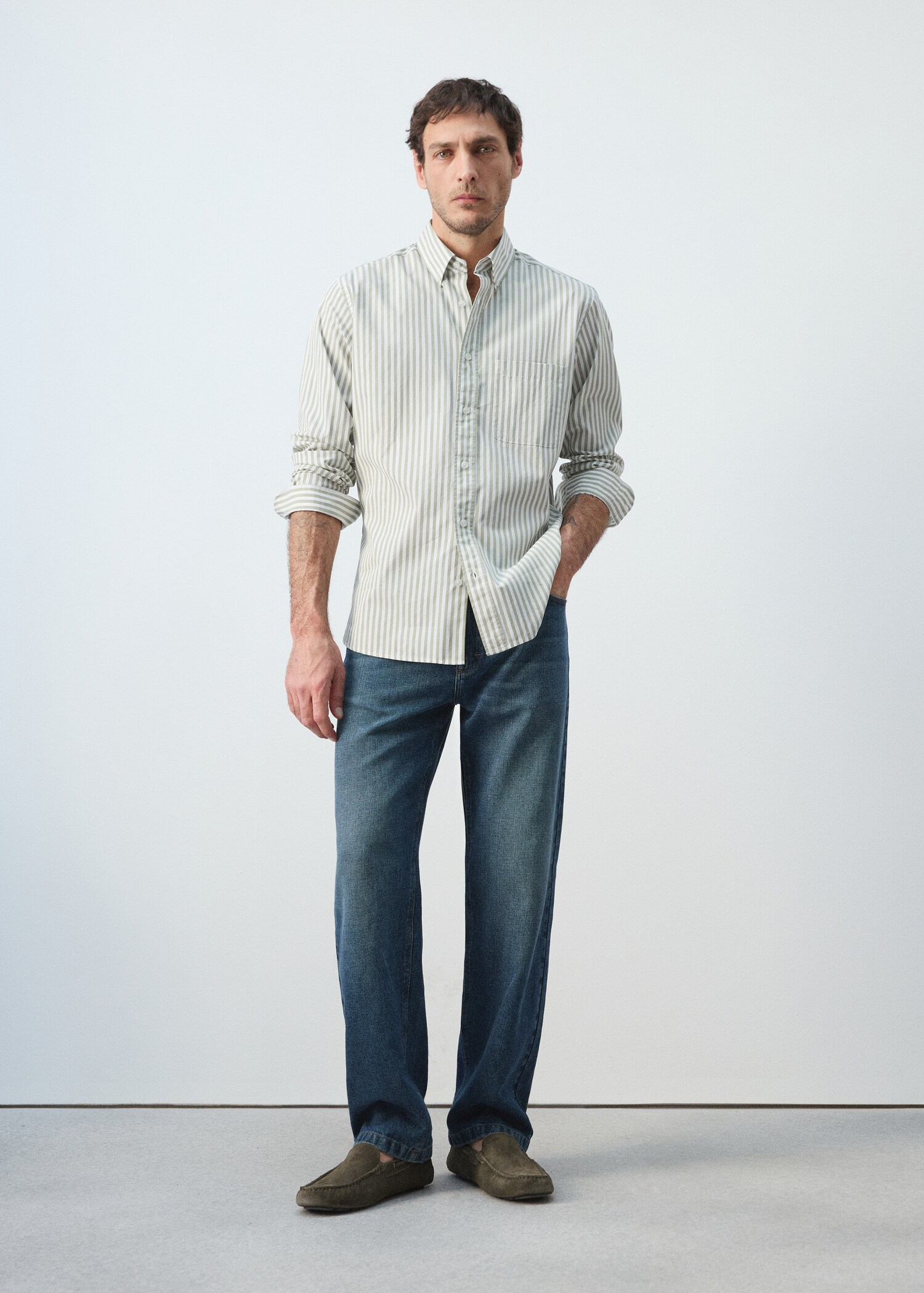 Chemise regular-fit 100 % coton rayures - Plan général