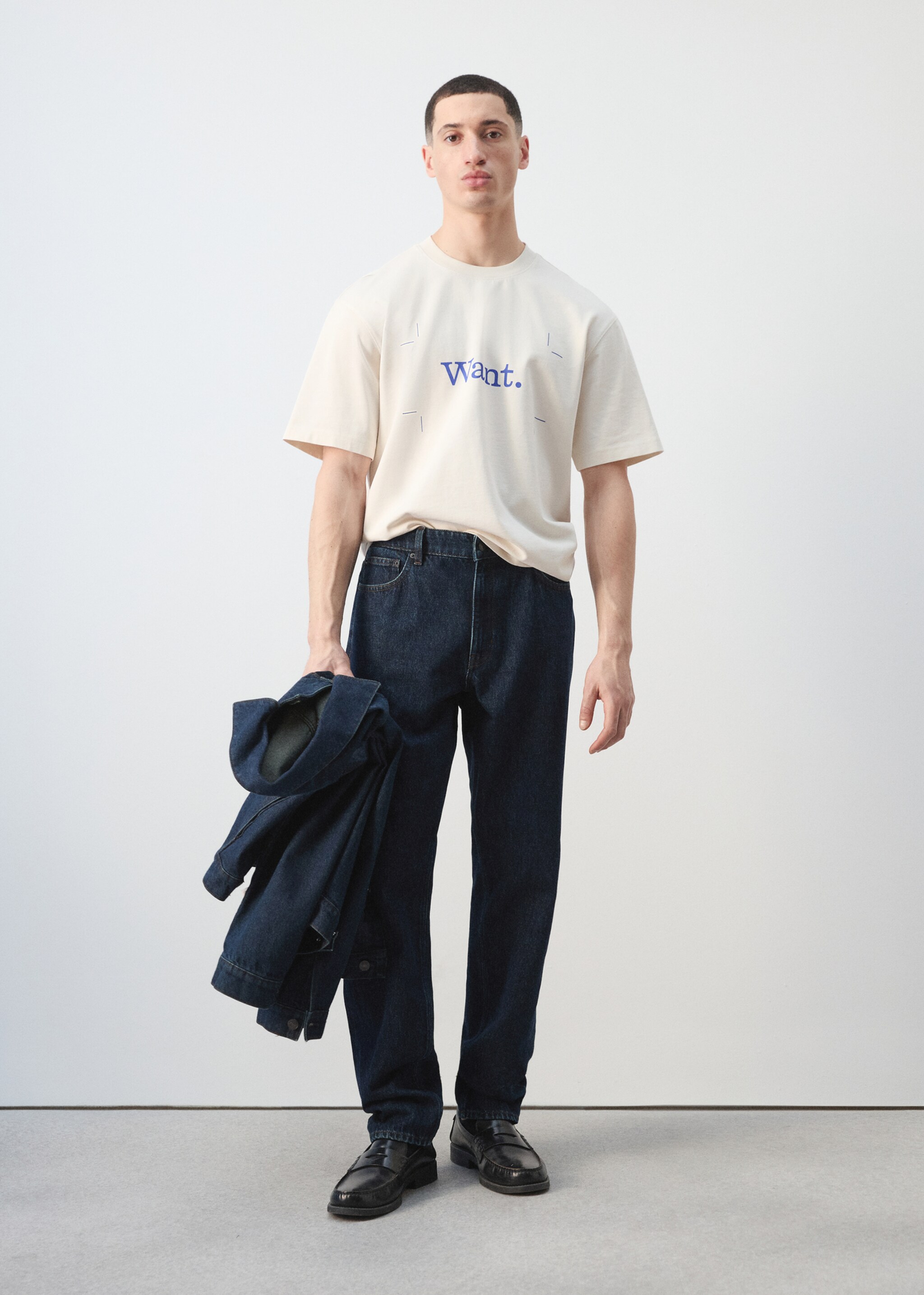 Camiseta 100% algodón estampado texto - Plano general, Blanco roto. Ref: 27055989-00.