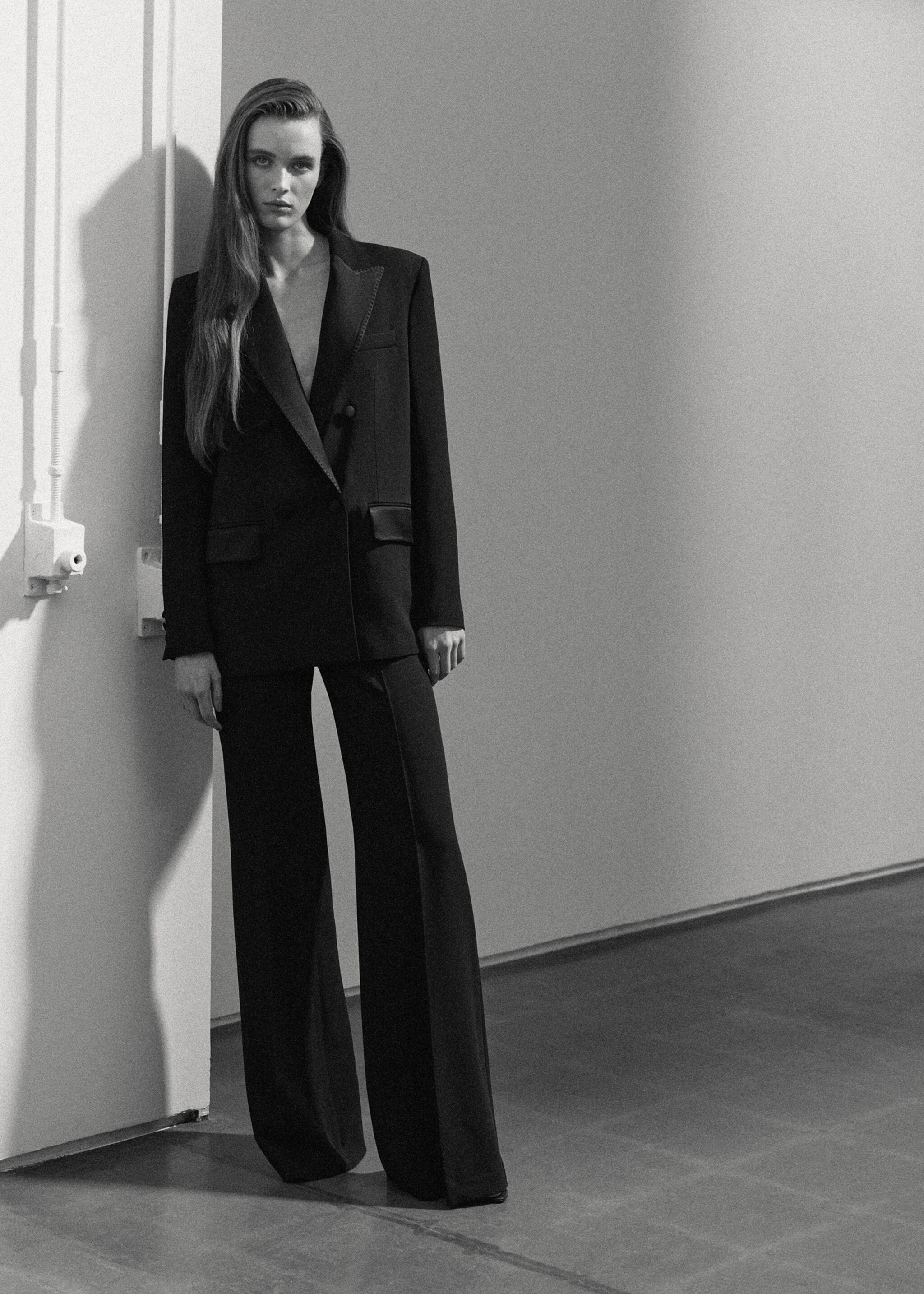 Topstitched lapel blazer - General plane, Black. Ref: 27055992-00.