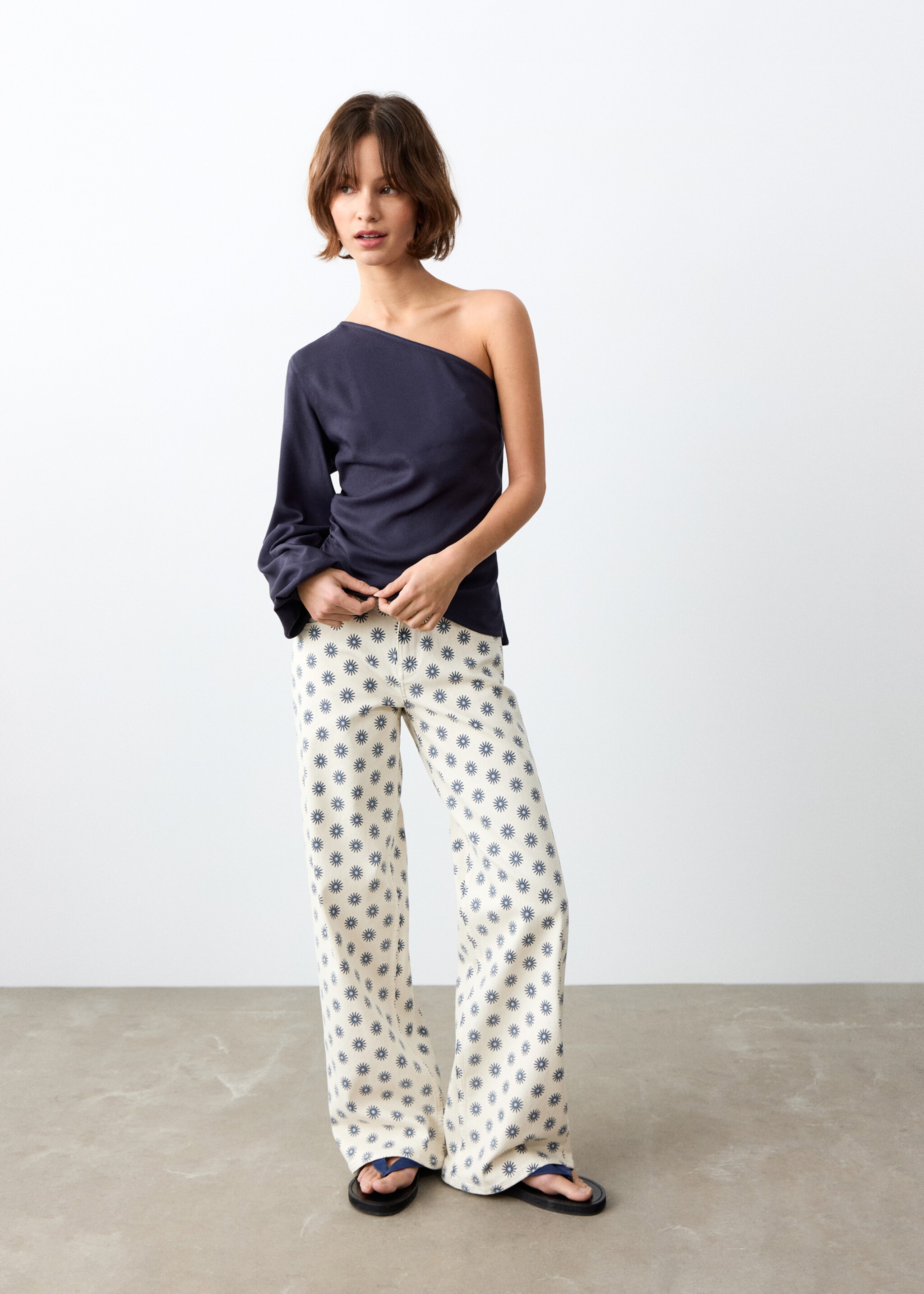 Jean wideleg imprimé - Plan général, Blanc cassé. Ref: 27056341-00.