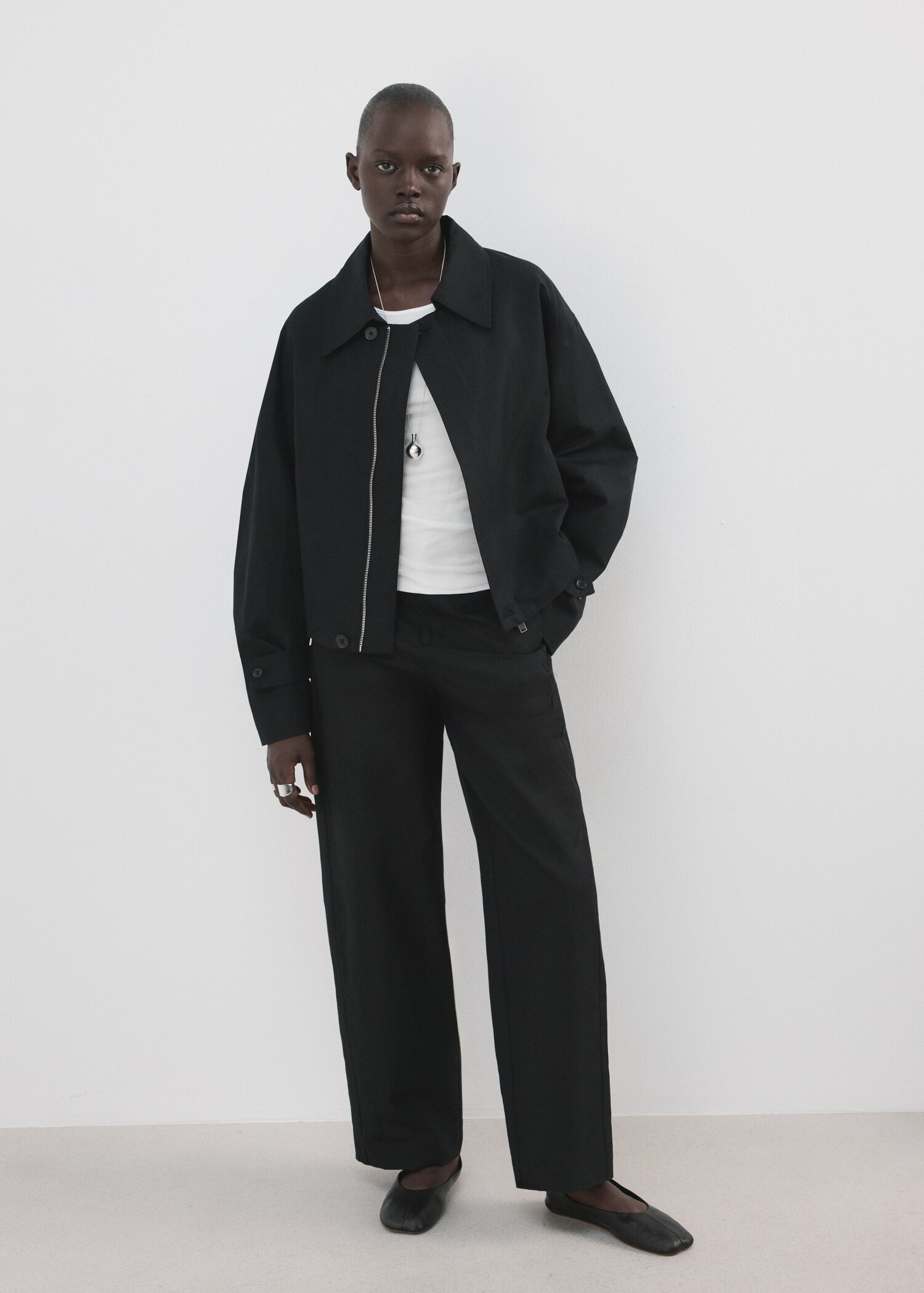 Linen high-waist trousers - General plane