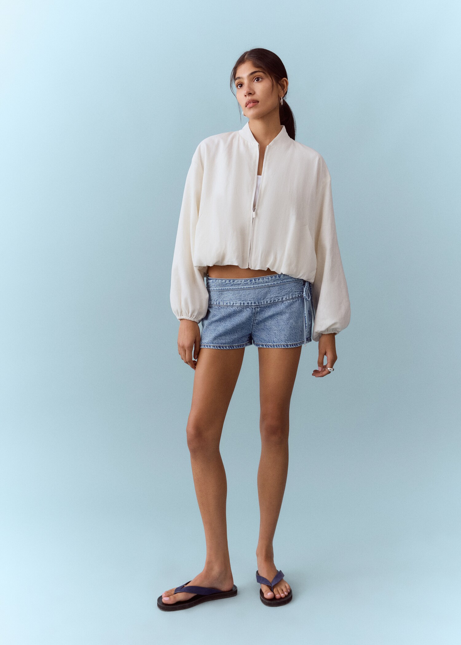 Tie-waist mini shorts - General plane
