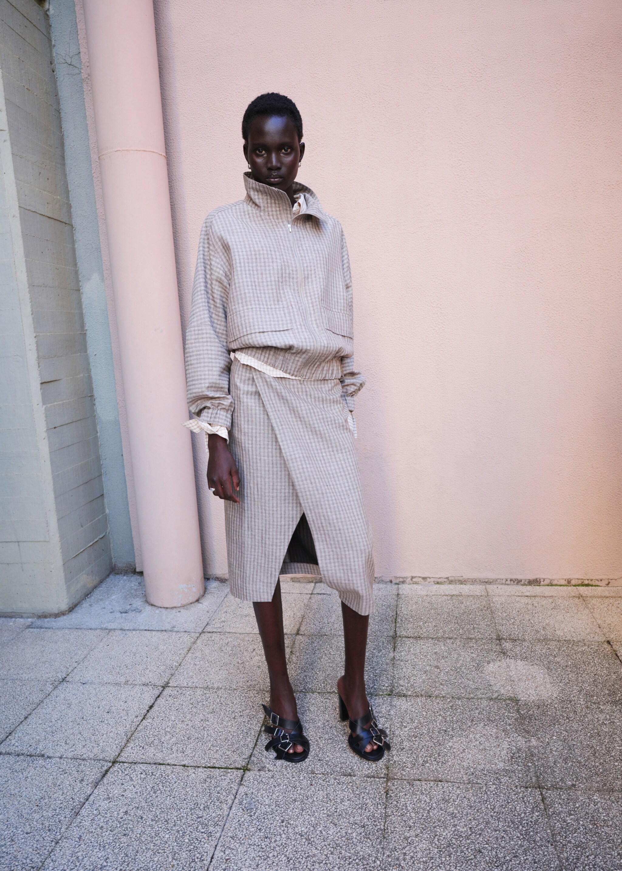 Check wrap skirt - General plane, Light/Pastel Grey. Ref: 27056362-00.