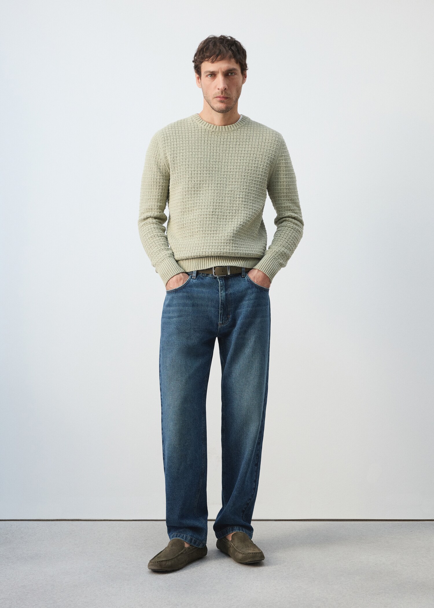 Straight fit cotton linen jeans - General plane