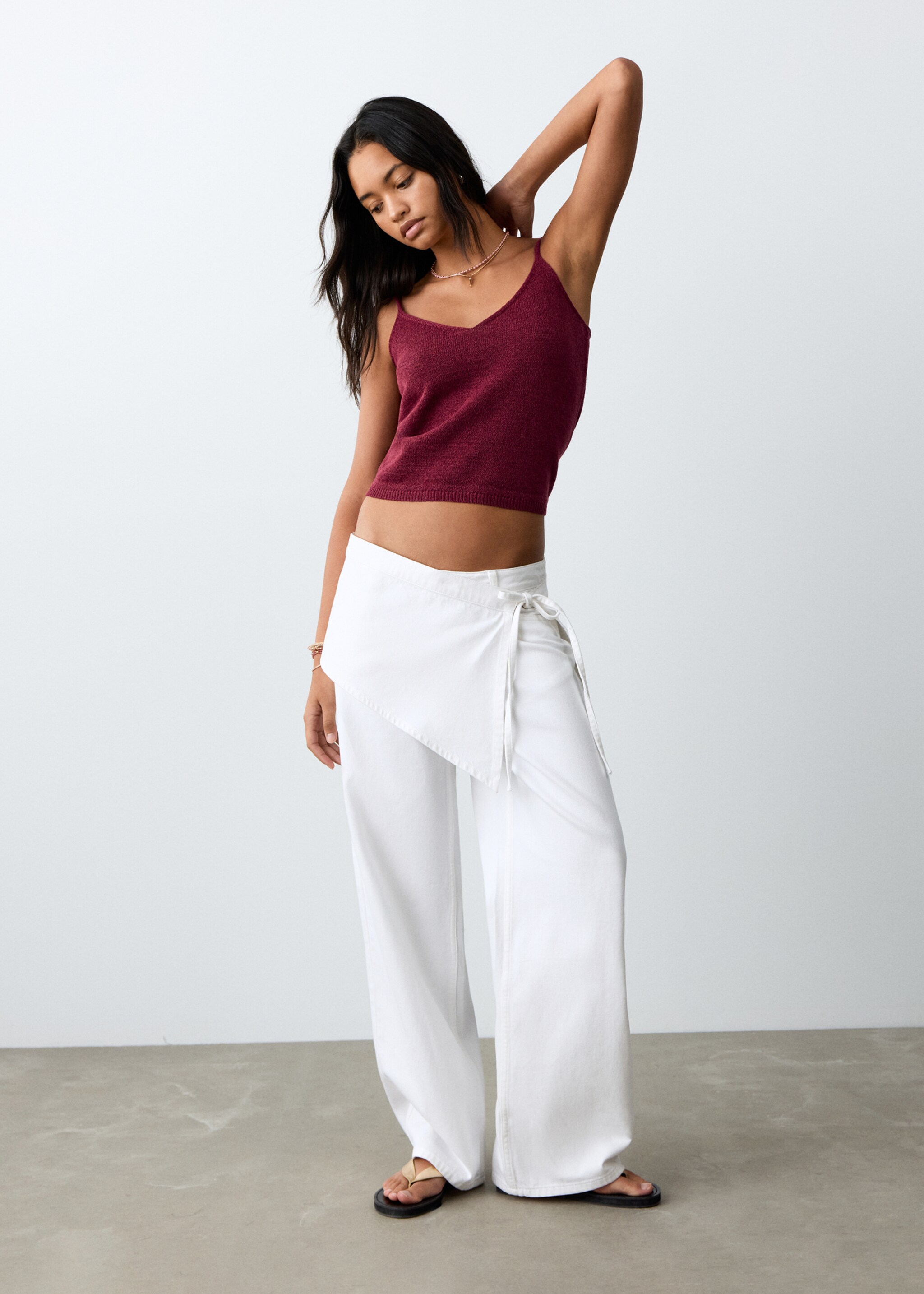 Knit strap top - General plane, Maroon. Ref: 27056729-00.