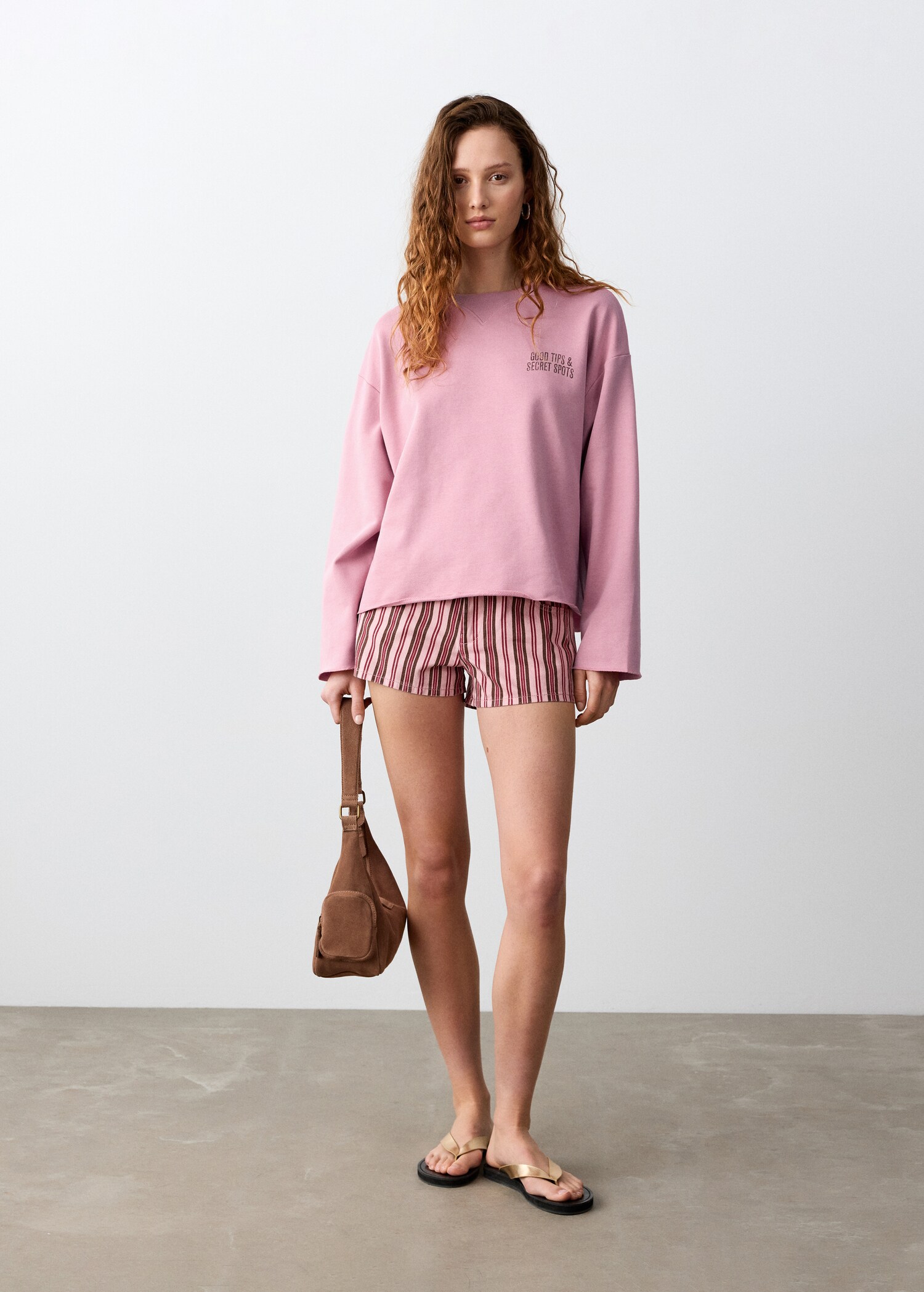 Baumwoll-Sweatshirt mit aufgedrucktem Schriftzug - Allgemeine Ansicht