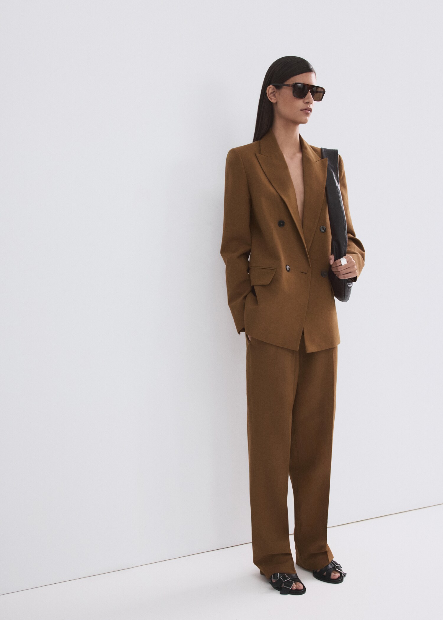 Straight-fit linen suit trousers - General plane