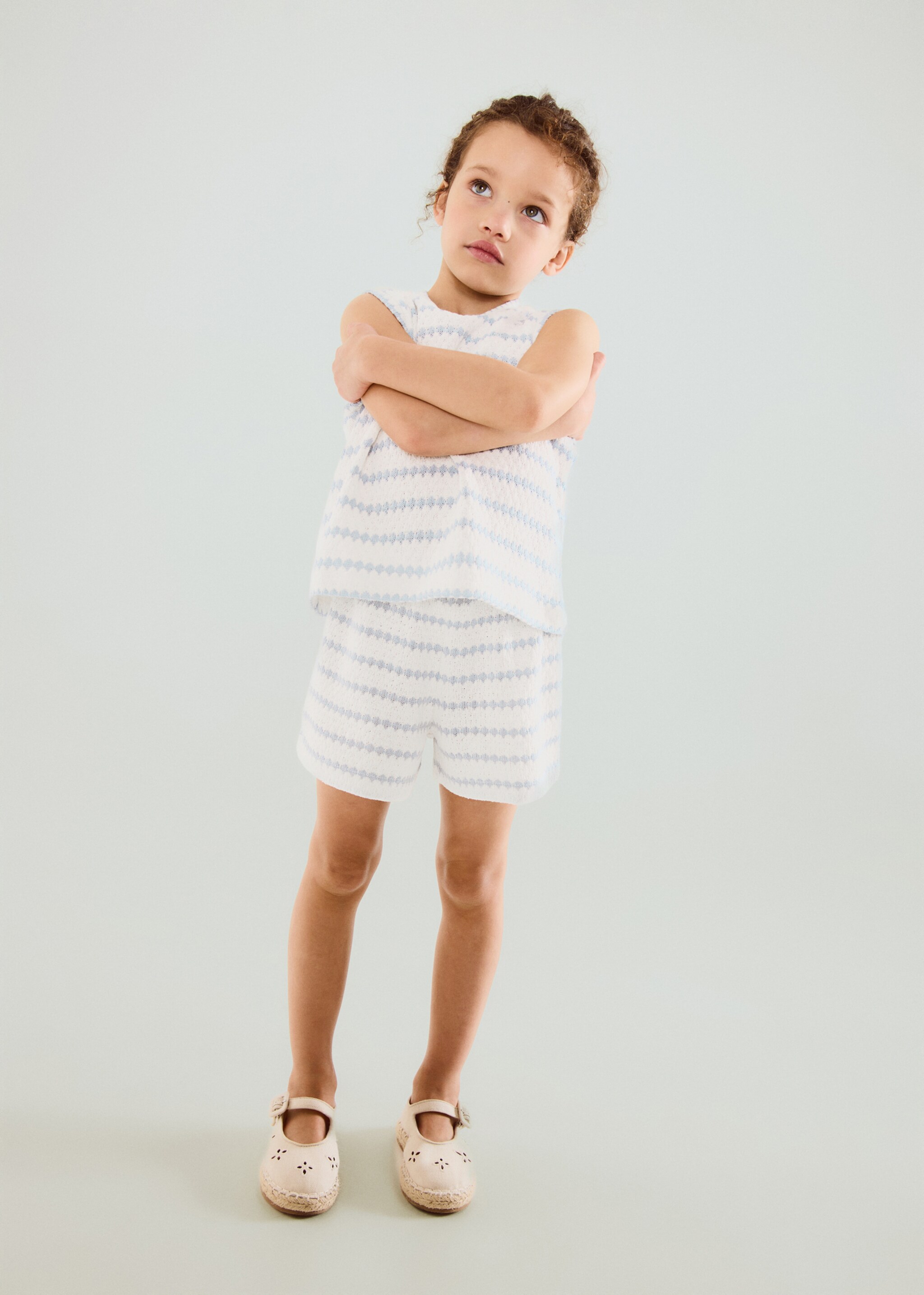 Bicolour cotton shorts - General plane, Sky Blue. Ref: 27056748-00.