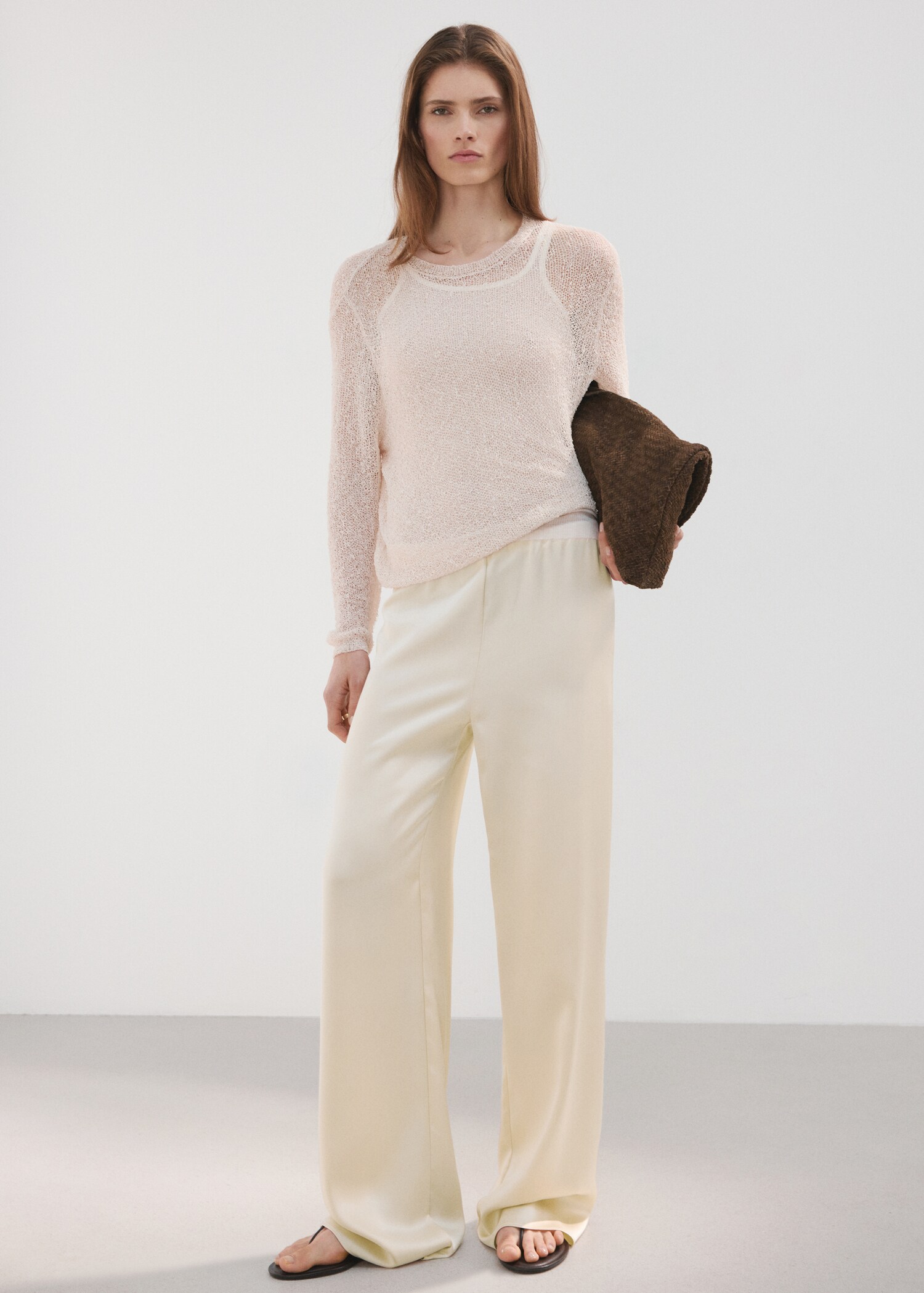 Satin straight-fit trousers - General plane