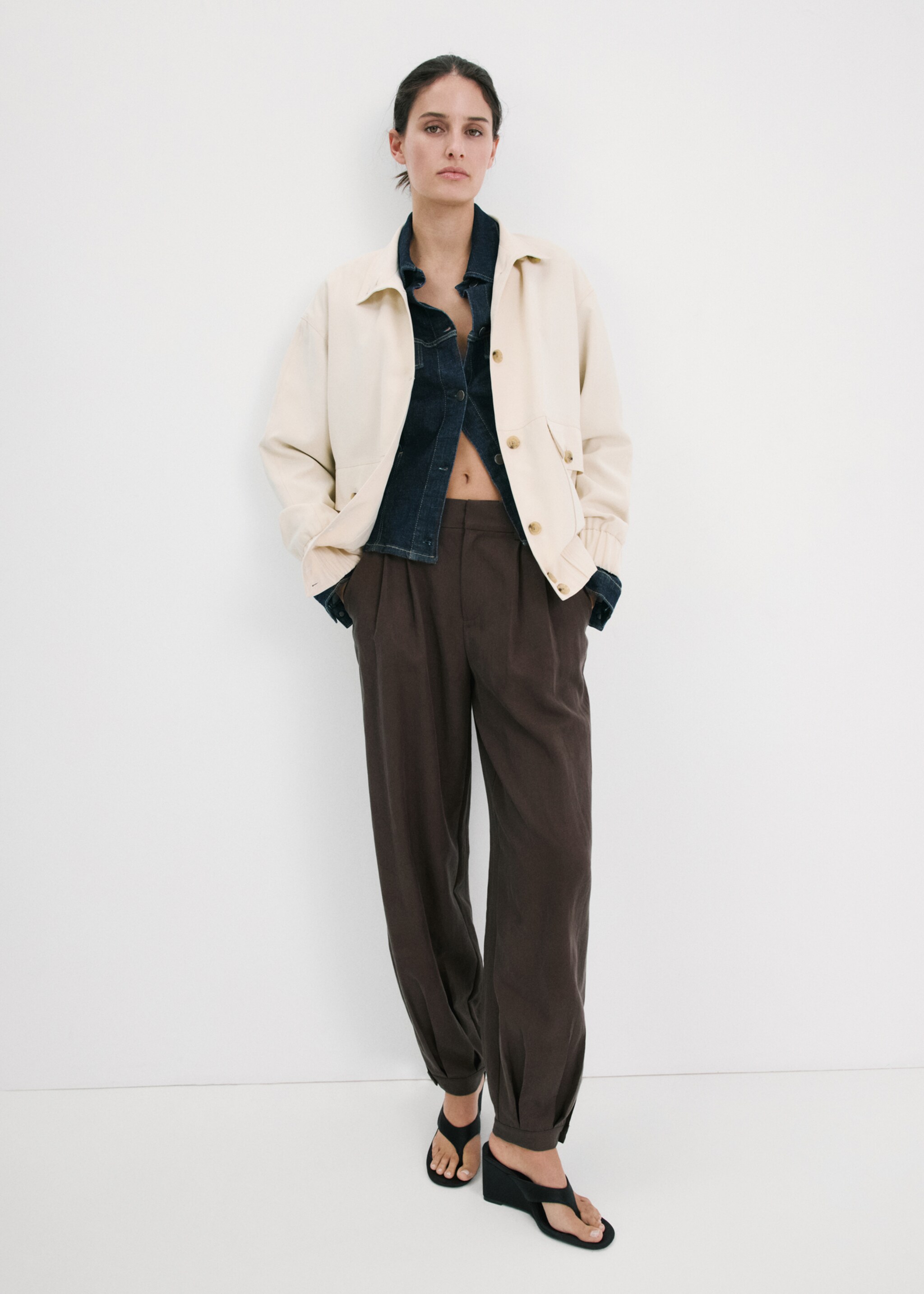 Jaqueta oversize butxaques - Pla general, Cru. Ref: 27057139-00.