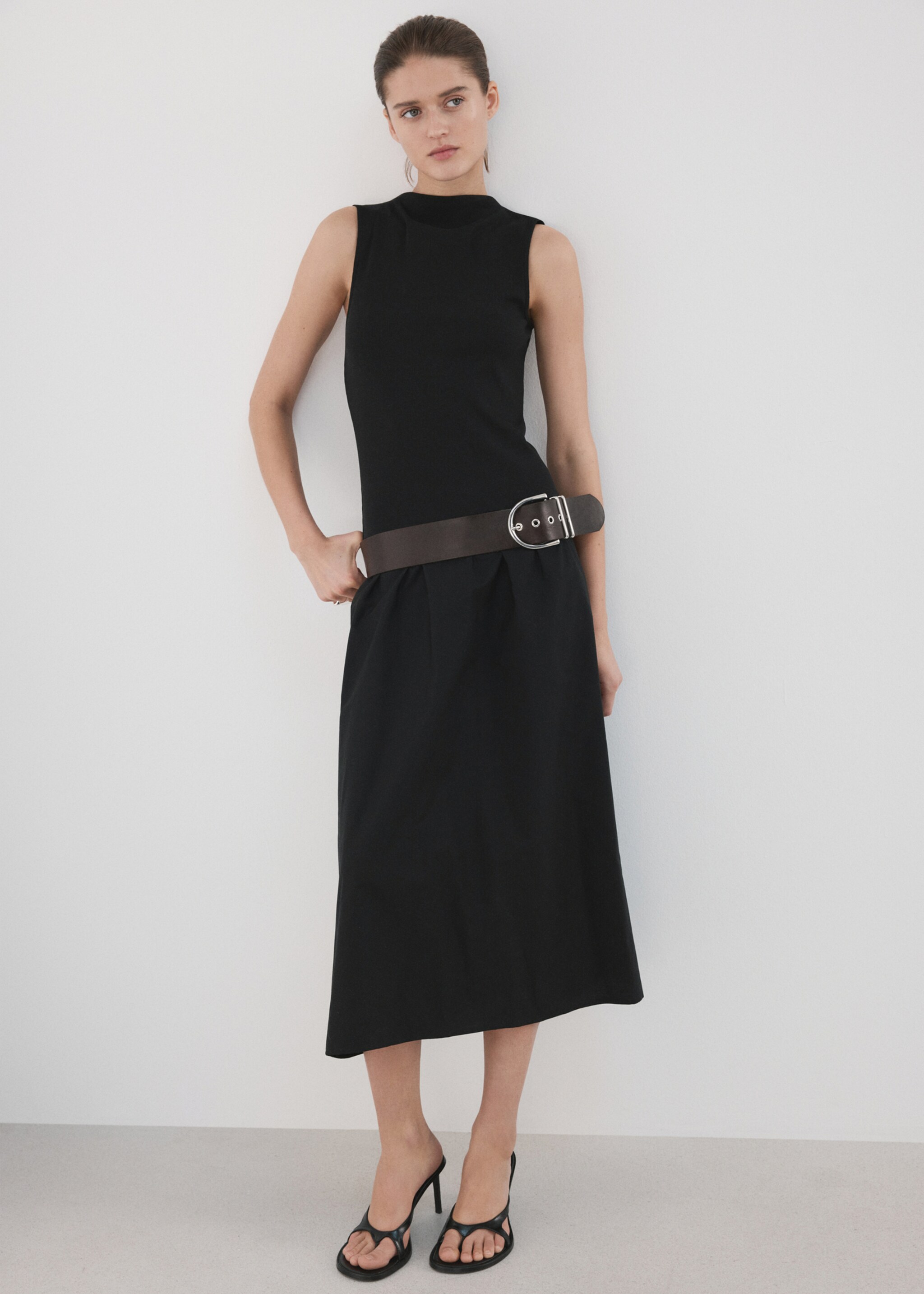 Contrast-bodice dress - General plane, Black. Ref: 27057141-00.