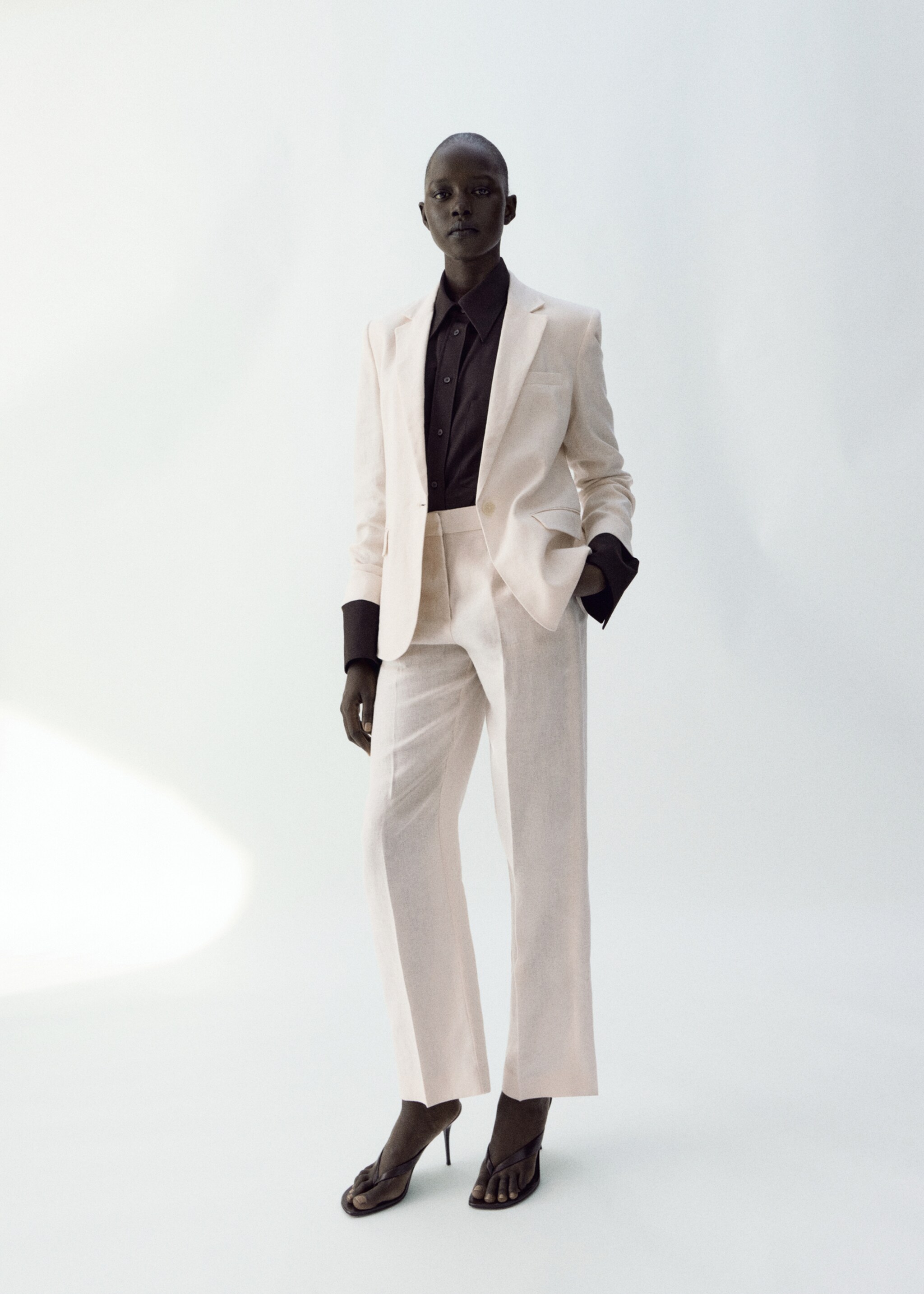 Linen suit jacket - General plane, Ecru. Ref: 27057156-00.